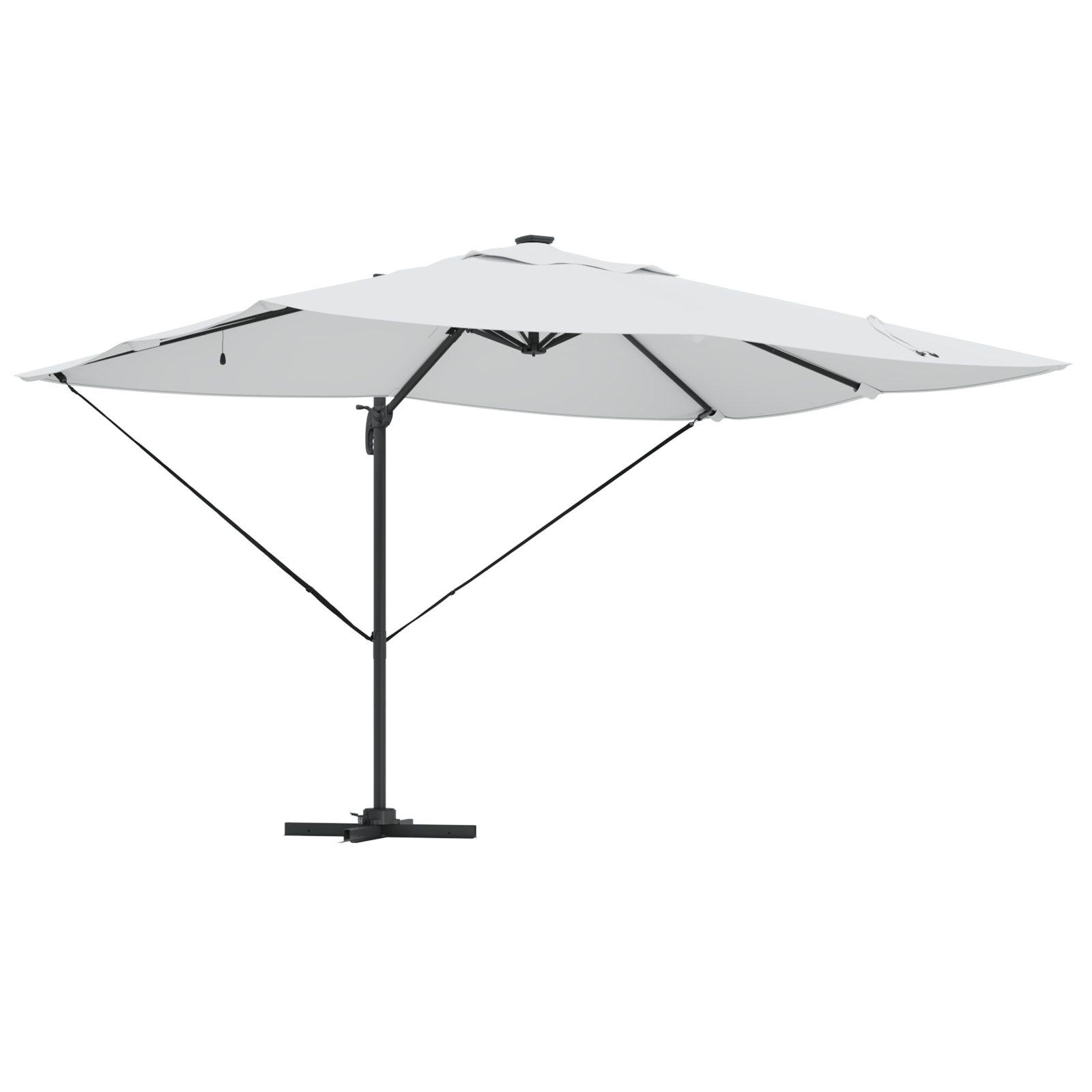 Umbrela cantilever cu LED-uri Bej 352x251x265 cm Aluminiu GartenMobel Dekor