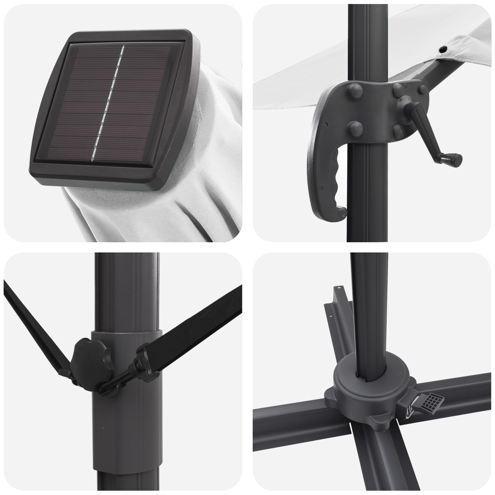 Umbrela cantilever cu LED-uri Bej 352x251x265 cm Aluminiu GartenMobel Dekor