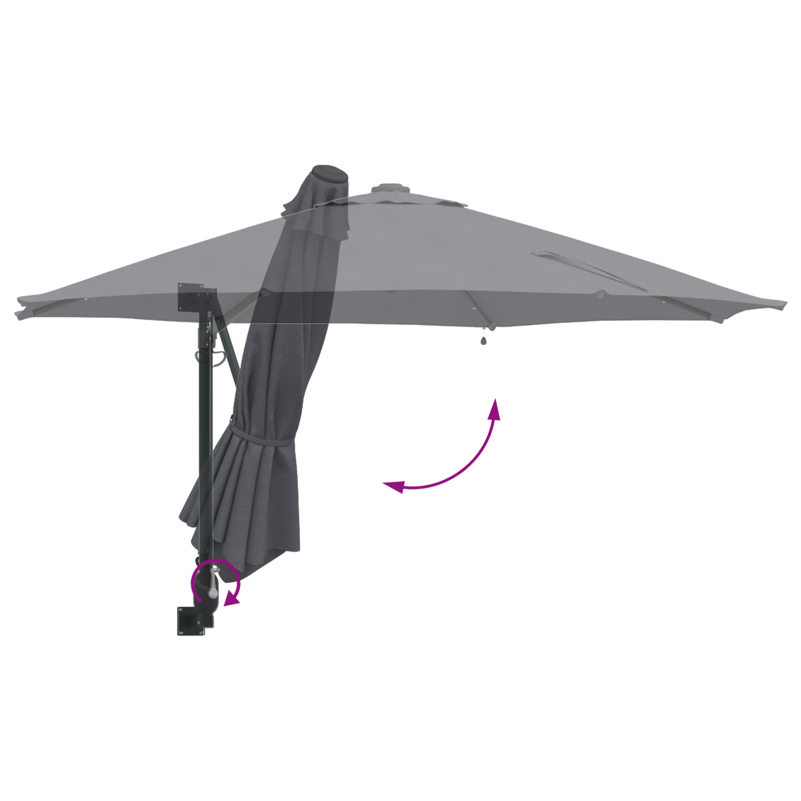 Umbrelă de Grădină Montată pe Perete cu LED-uri Antracit 248 cm GartenMobel Dekor