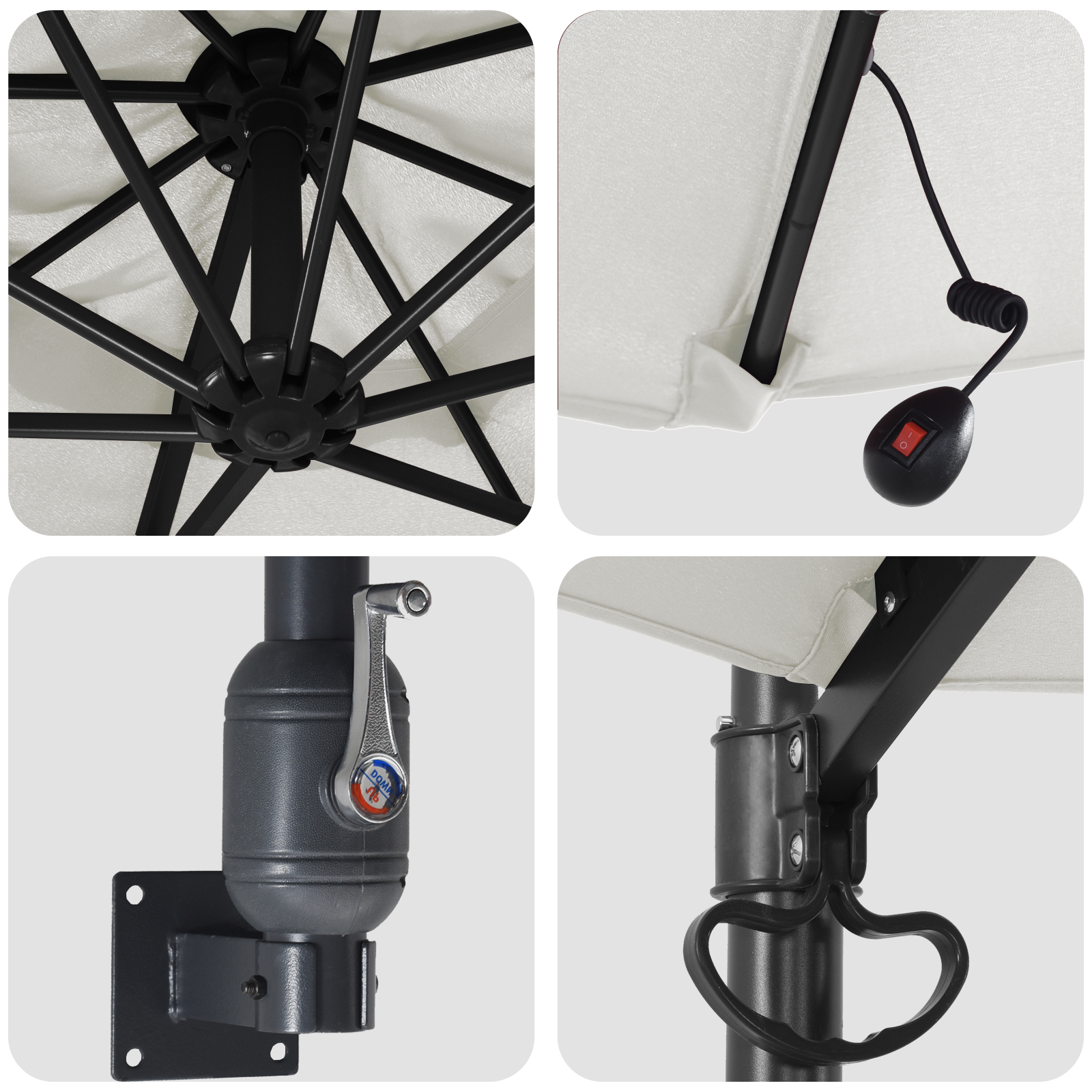 Umbrelă de Grădină Montată pe Perete cu LED-uri Bej 248 cm GartenMobel Dekor
