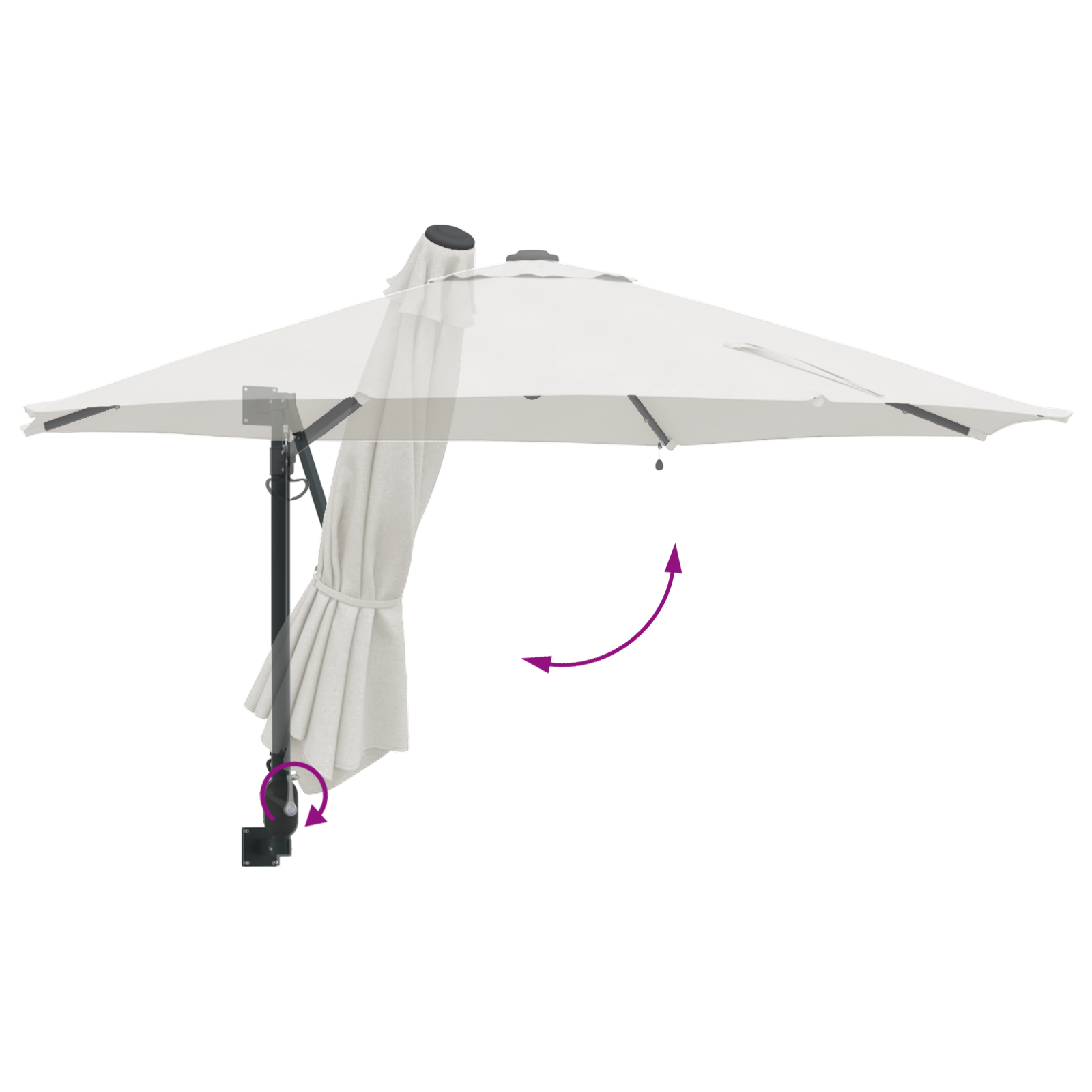 Umbrelă de Grădină Montată pe Perete cu LED-uri Bej 248 cm GartenMobel Dekor