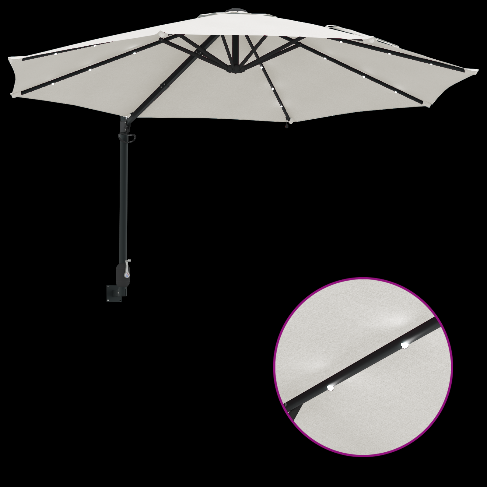 Umbrelă de Grădină Montată pe Perete cu LED-uri Bej 248 cm GartenMobel Dekor