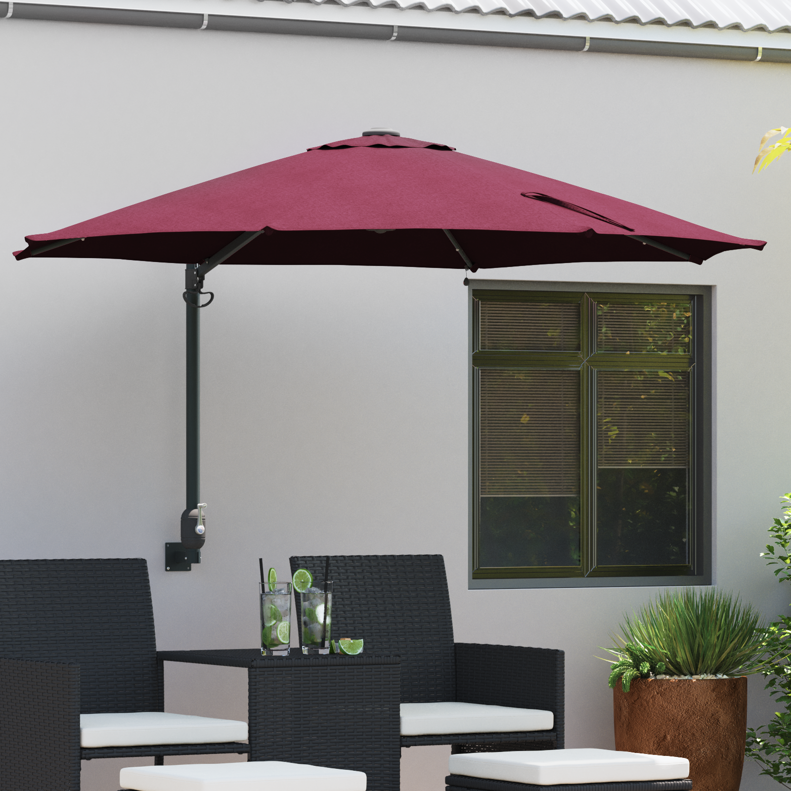 Umbrela de Grădină Montată pe Perete cu LED-uri Bordo 248 cm GartenMobel Dekor