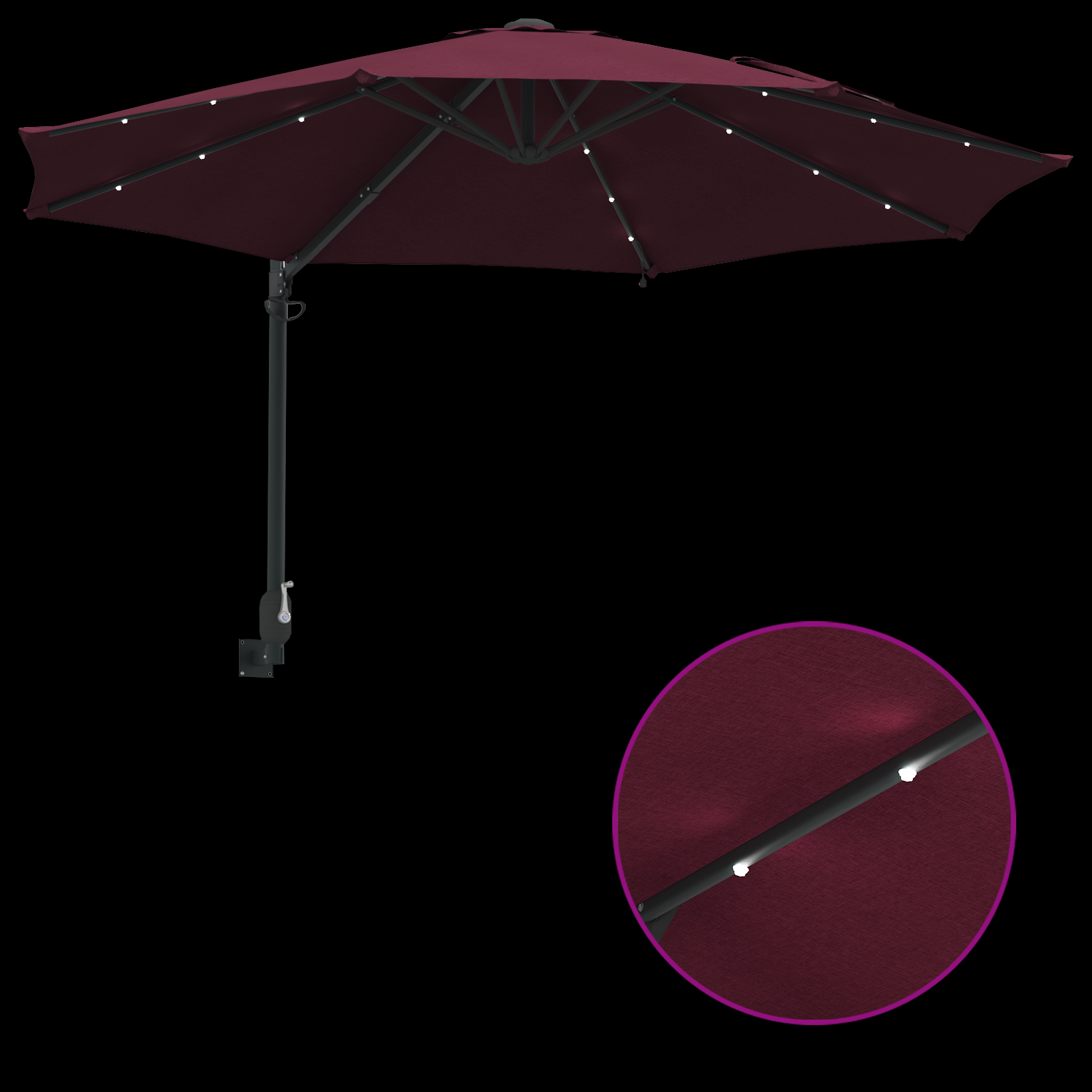 Umbrela de Grădină Montată pe Perete cu LED-uri Bordo 248 cm GartenMobel Dekor