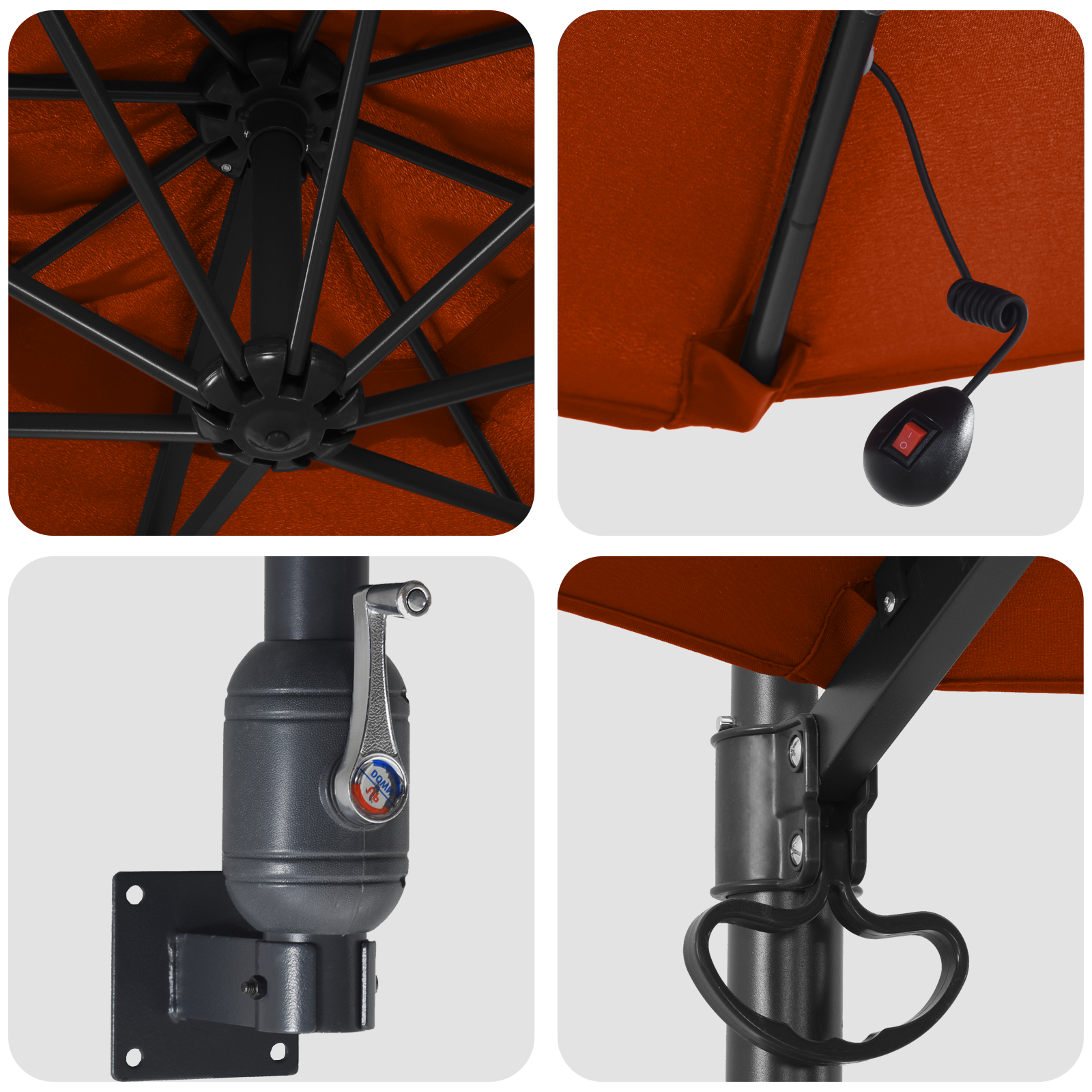 Umbrelă de grădină montată pe perete cu LED-uri Teracotă 248 cm GartenMobel Dekor