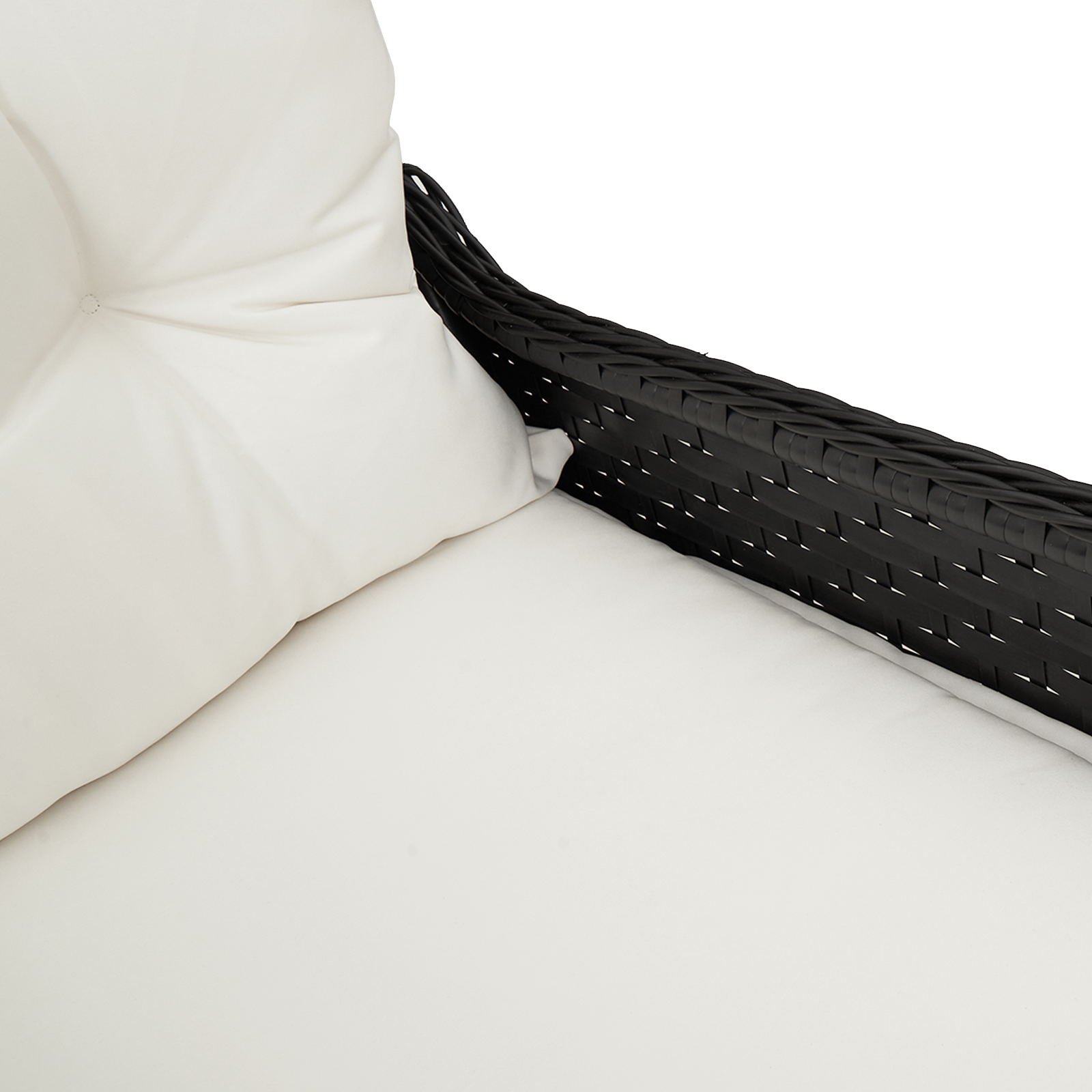 Scaun reclinabil  cu perne Negru Poli Ratan GartenMobel Dekor