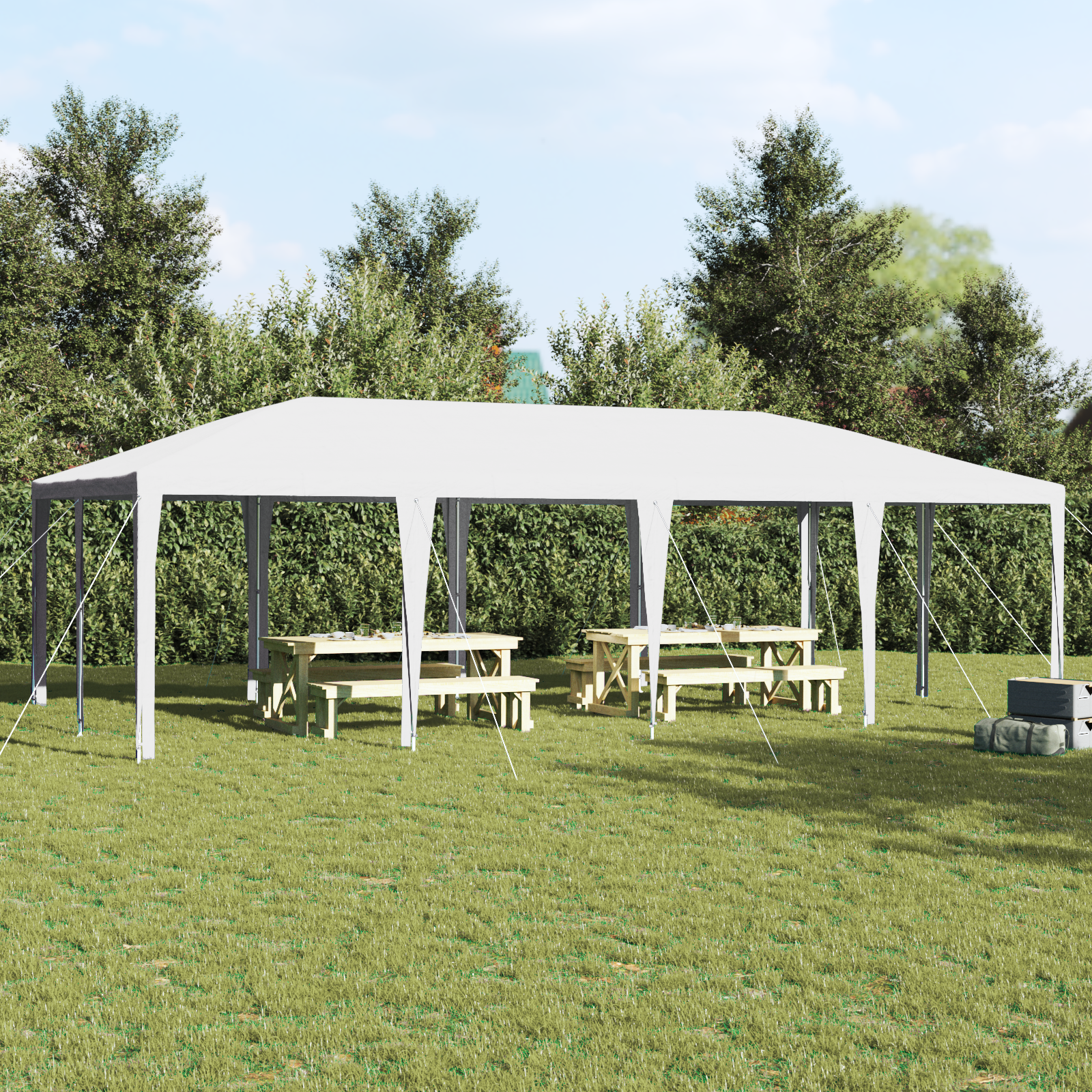 Cort de Petrecere Alb 8x4 m PE GartenMobel Dekor