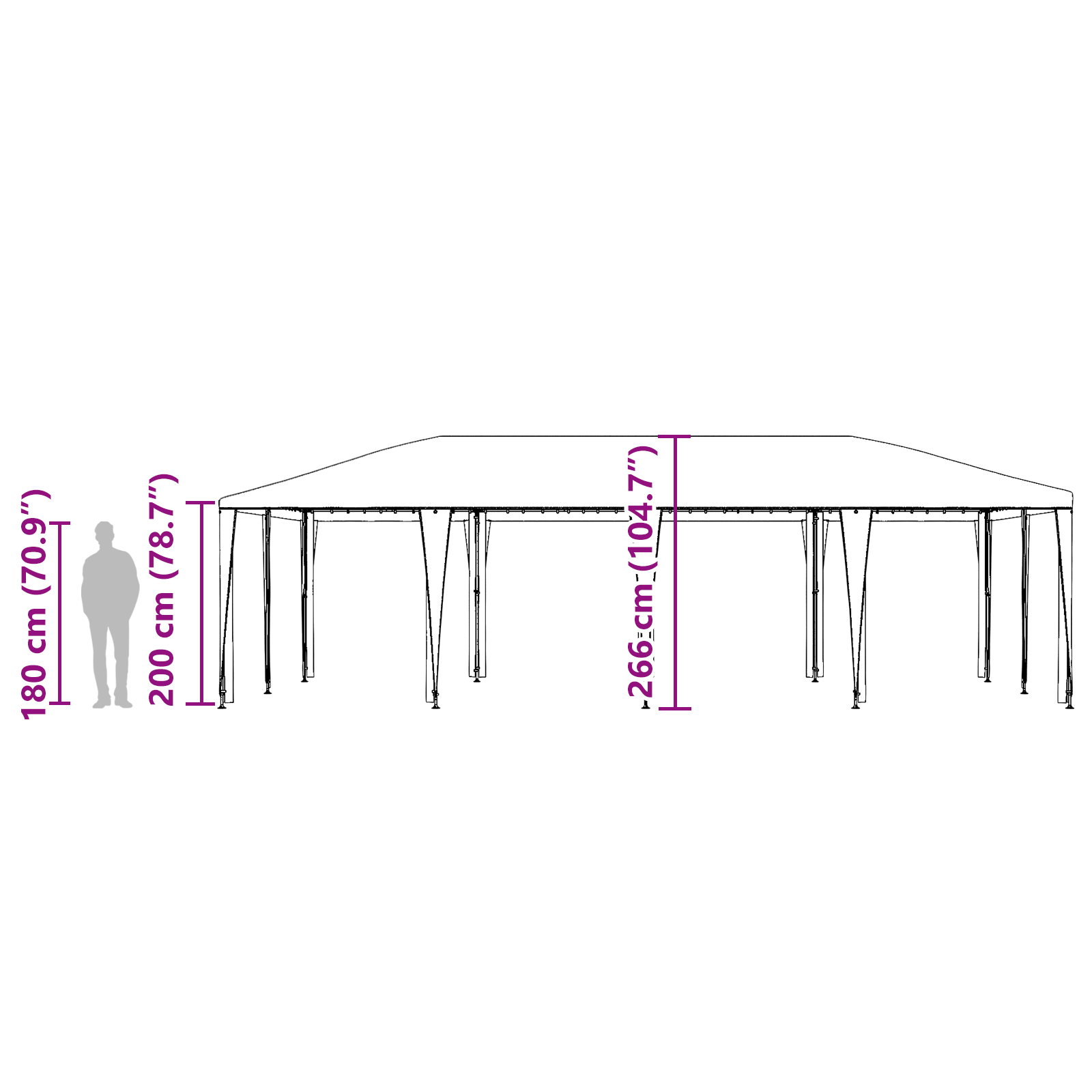 Cort de Petrecere Alb 8x4 m PE GartenMobel Dekor