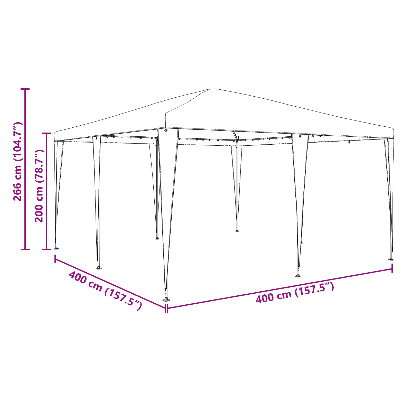 Cort de Petrecere Albastru 4x4 m PE GartenMobel Dekor