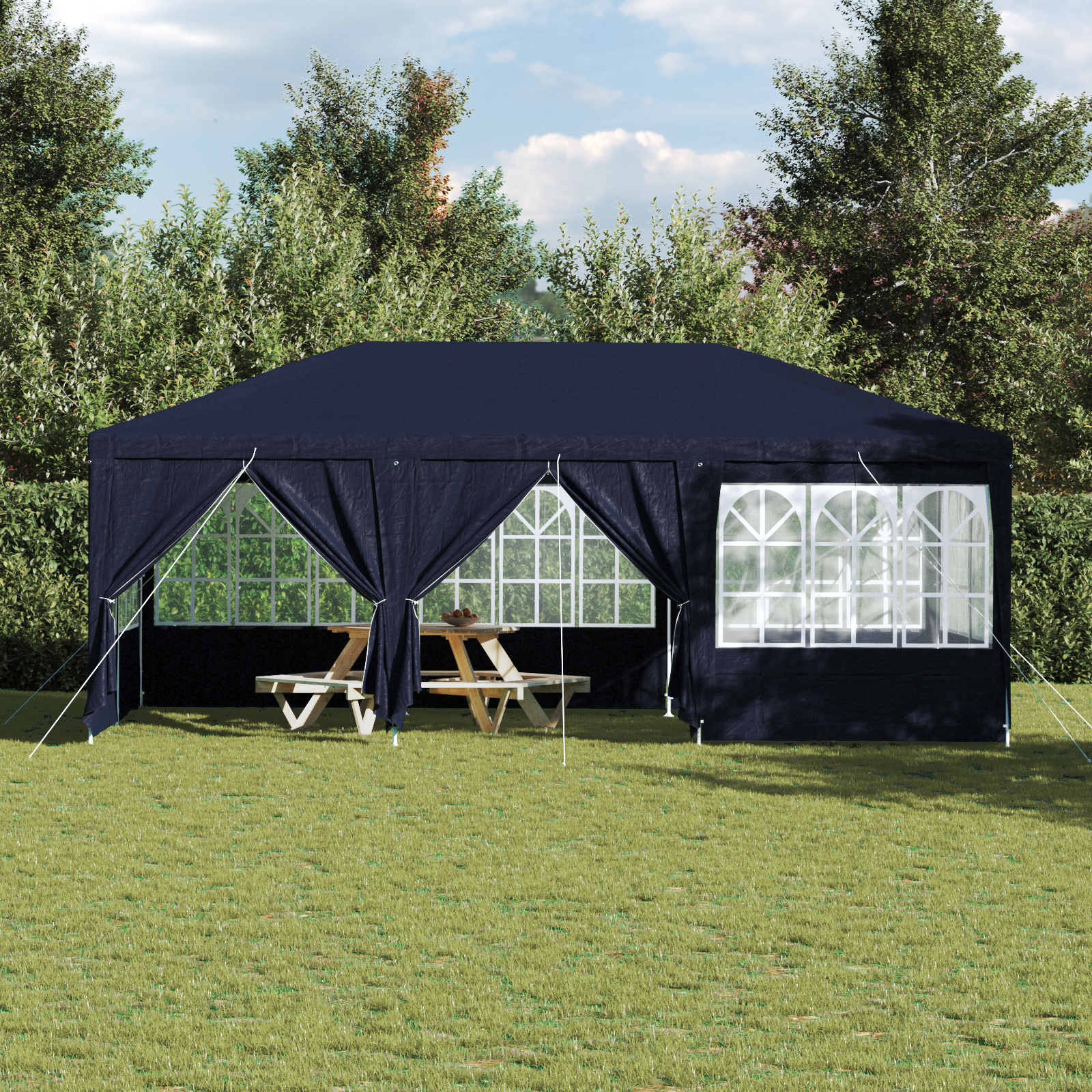 Cort de petrecere cu 10 pereți laterali Albastru 6x4 m PE GartenMobel Dekor