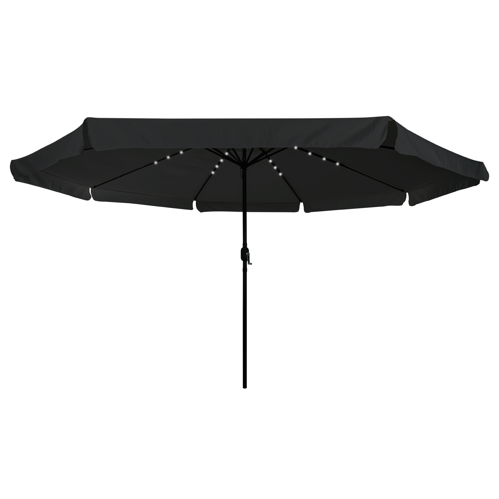 Parasol de grădină  cu lumini LED ø395x245 cm, Negru GartenMobel Dekor
