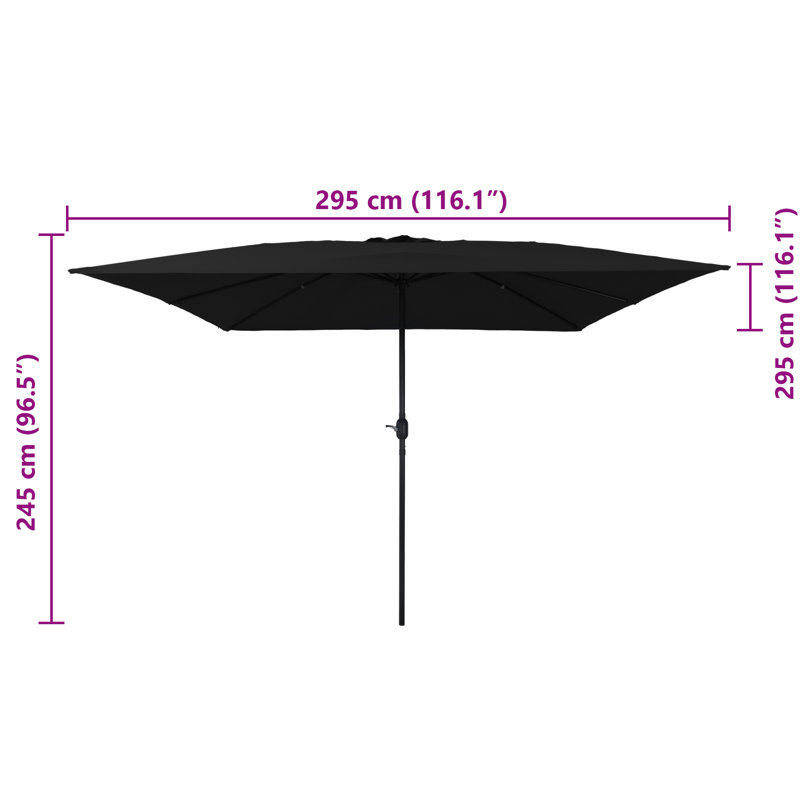 Umbra Quadratică pentru Grădină  295x245 cm Negru GartenMobel Dekor