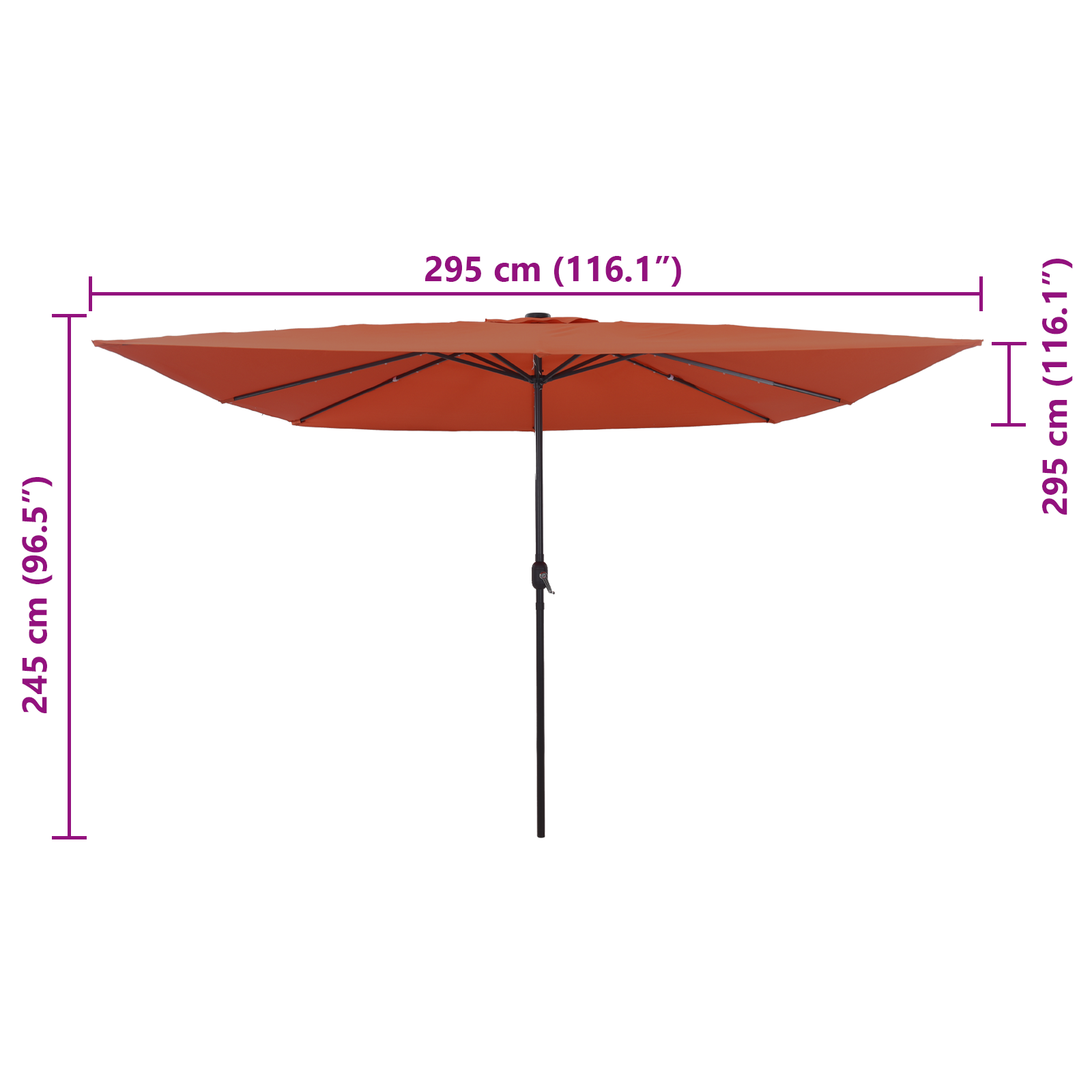 Umbra pătrată  cu lumini LED 295x245 cm Portocalie GartenMobel Dekor