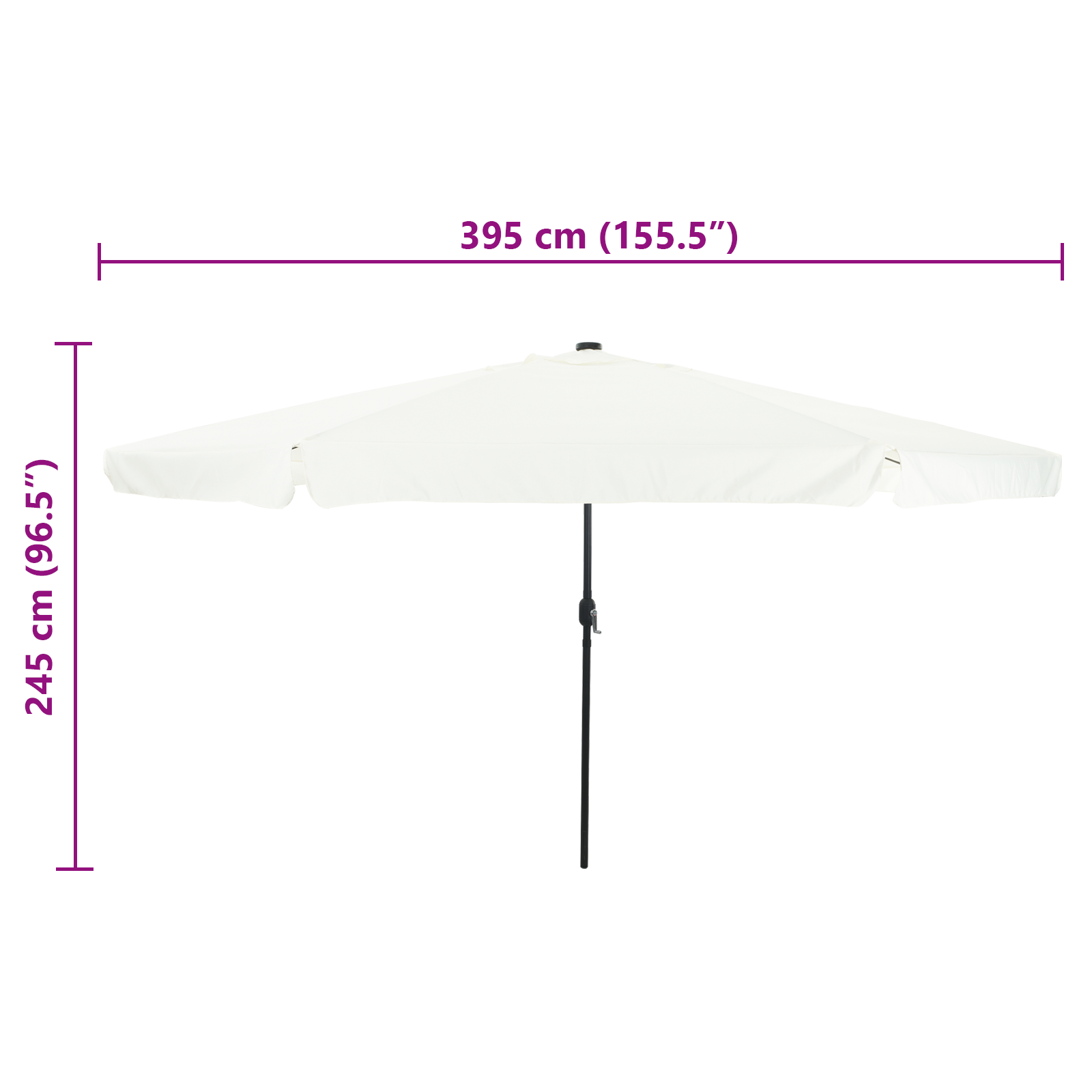 Umbrela de grădină  cu LED-uri, dimensiuni 395x245 cm, Alb nisipos GartenMobel Dekor
