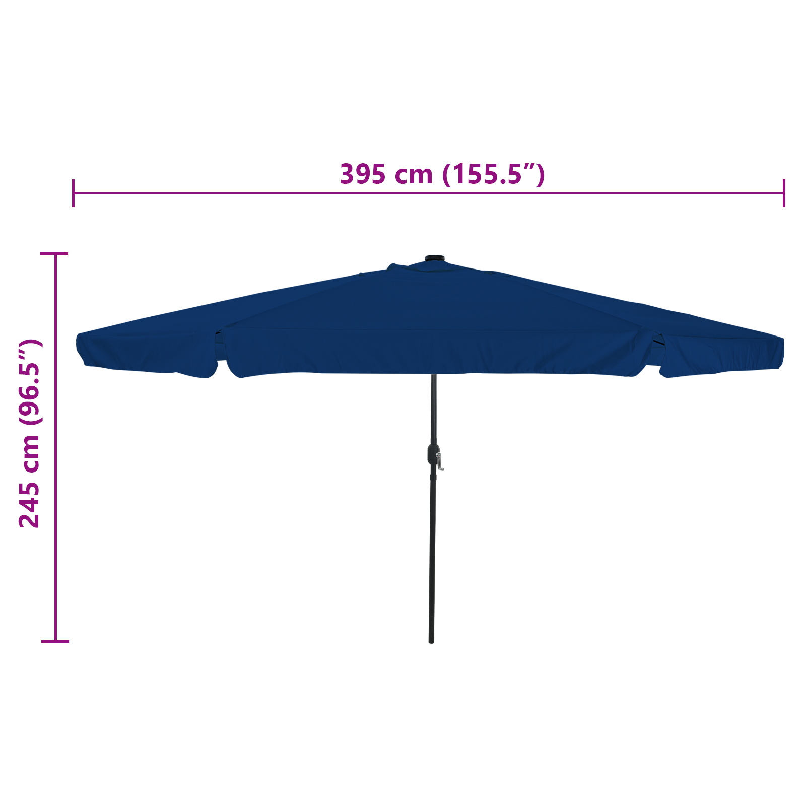 Umbrela de grădină  cu lumini LED ø395x245 cm Albastru deschis GartenMobel Dekor