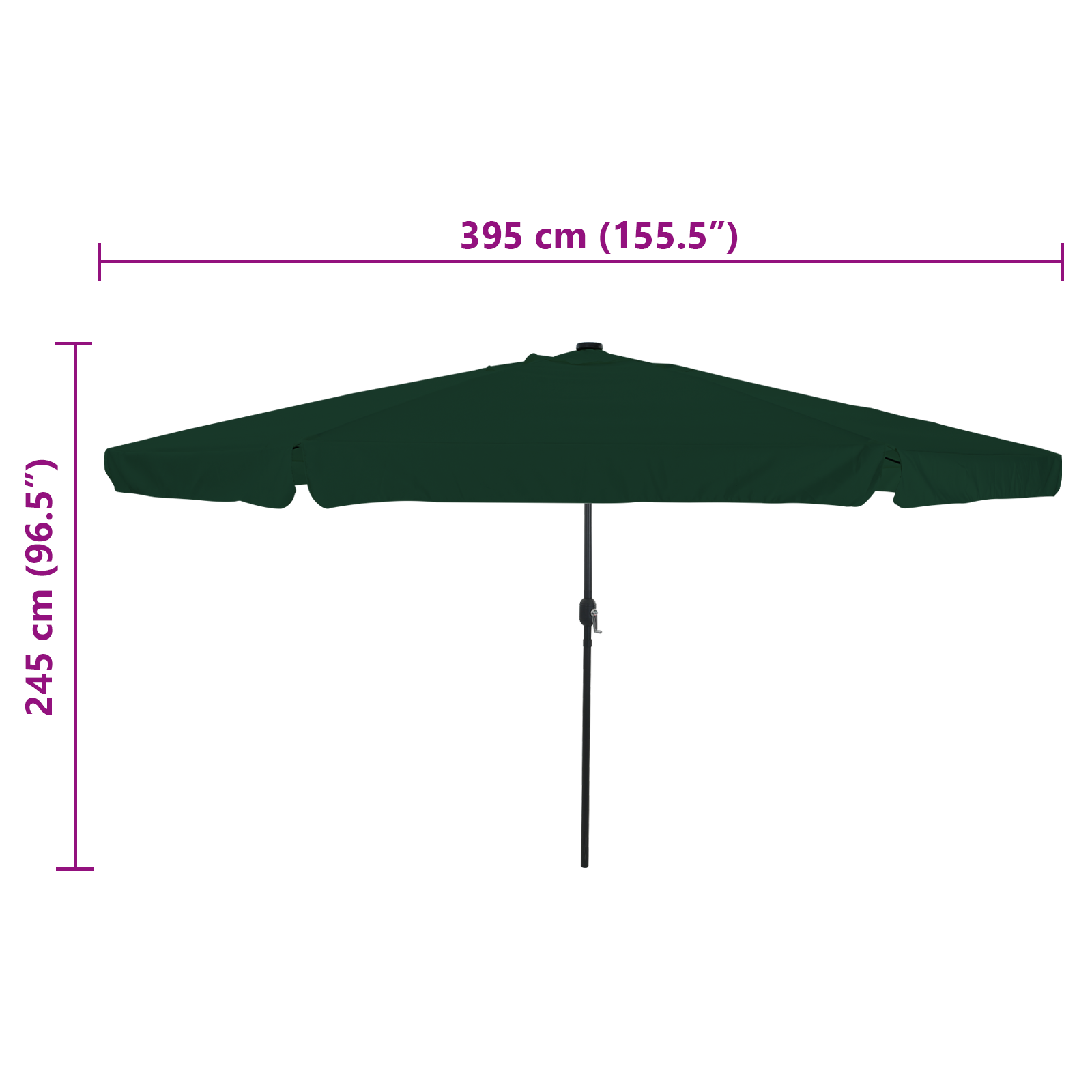 Umbrela de grădină  cu lumini LED ø395x245 cm Verde GartenMobel Dekor