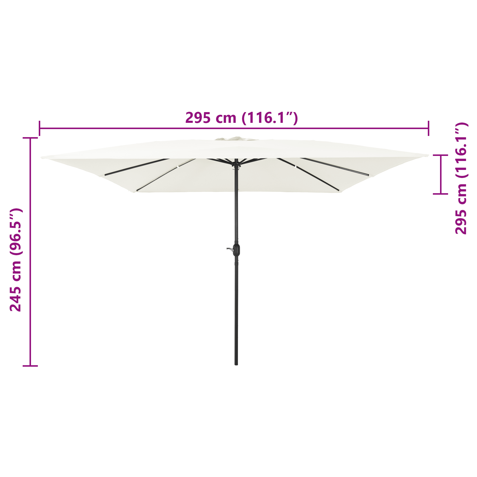 Umbrelă de grădină pătrată  295x245 cm Alb nisipos GartenMobel Dekor