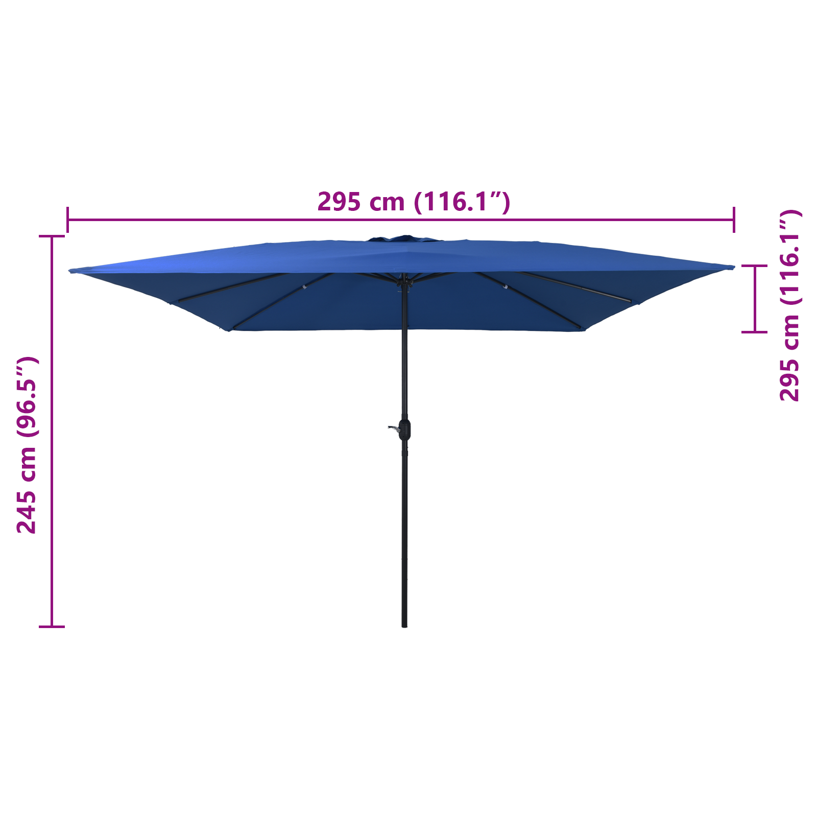 Umbrelă pătrată  295x245 cm Albastru Azure GartenMobel Dekor