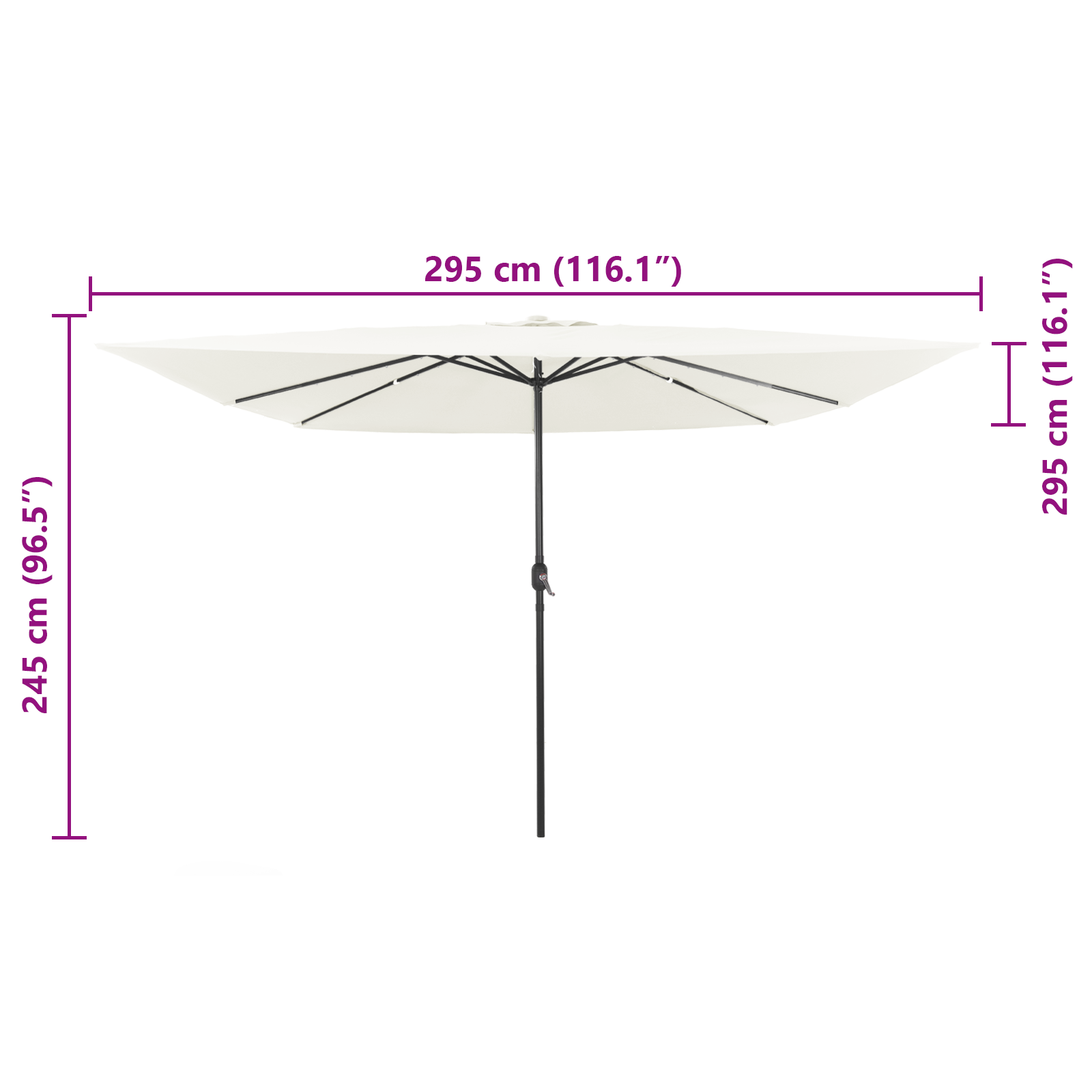 Umbrelă pătrată cu lumini LED 295x245 cm Bej GartenMobel Dekor