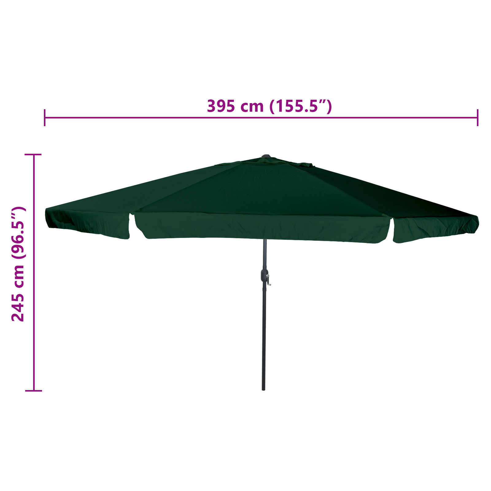 Umbrella de grădină  ø395x245 cm Verde GartenMobel Dekor