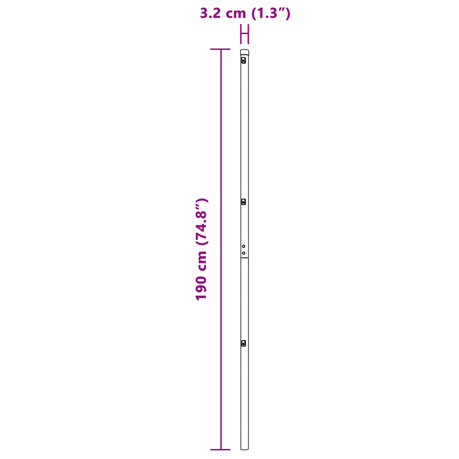 Set stâlpi de gard 7 piese Verde Metal Stâlp, 3.2x3.2x190 cm GartenMobel Dekor