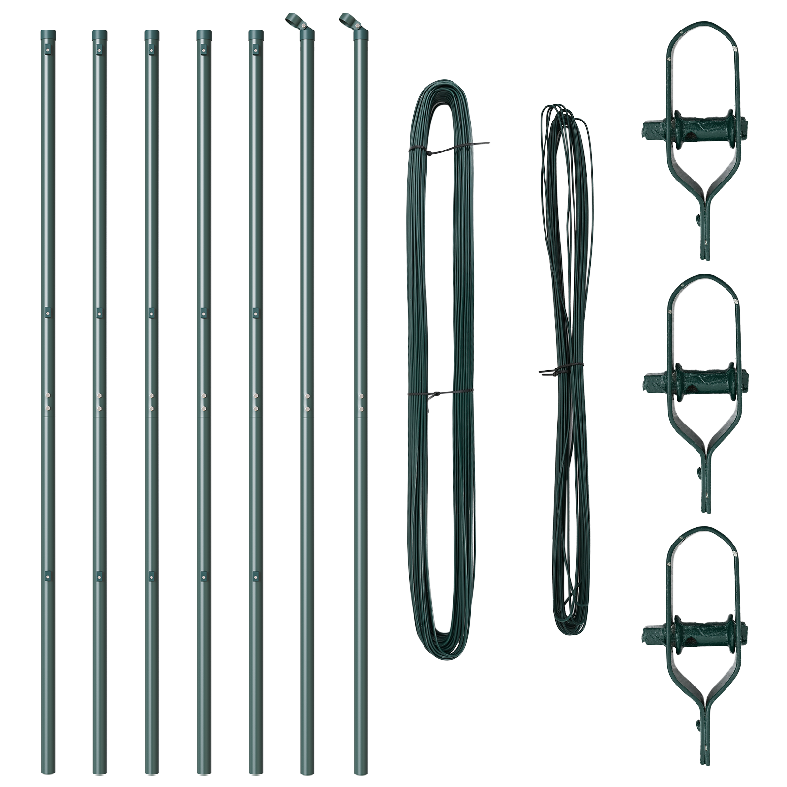 Stâlpi de gard 7 buc Verde Ø32 mm 210 cm Oțel galvanizat GartenMobel Dekor