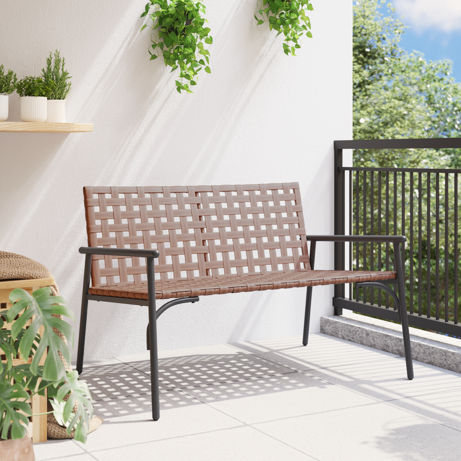 Bancă de Grădină  Negru 113x79x75 cm Ratan Poli GartenMobel Dekor