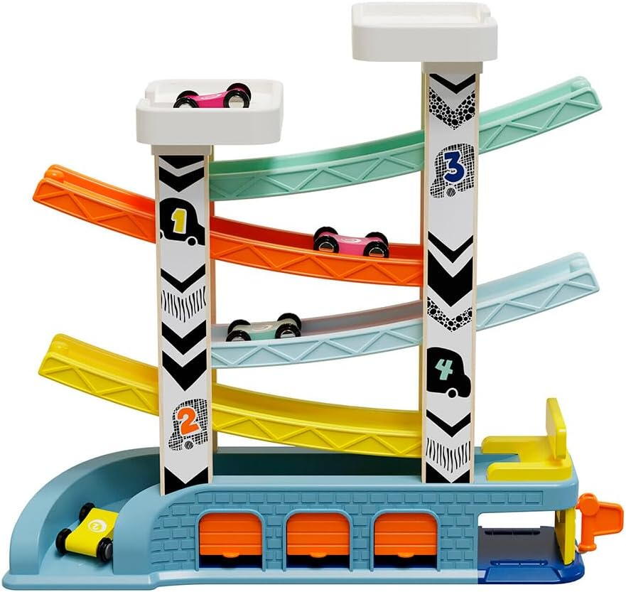 Rampa cu 4 masinute de curse PlayLearn Toys