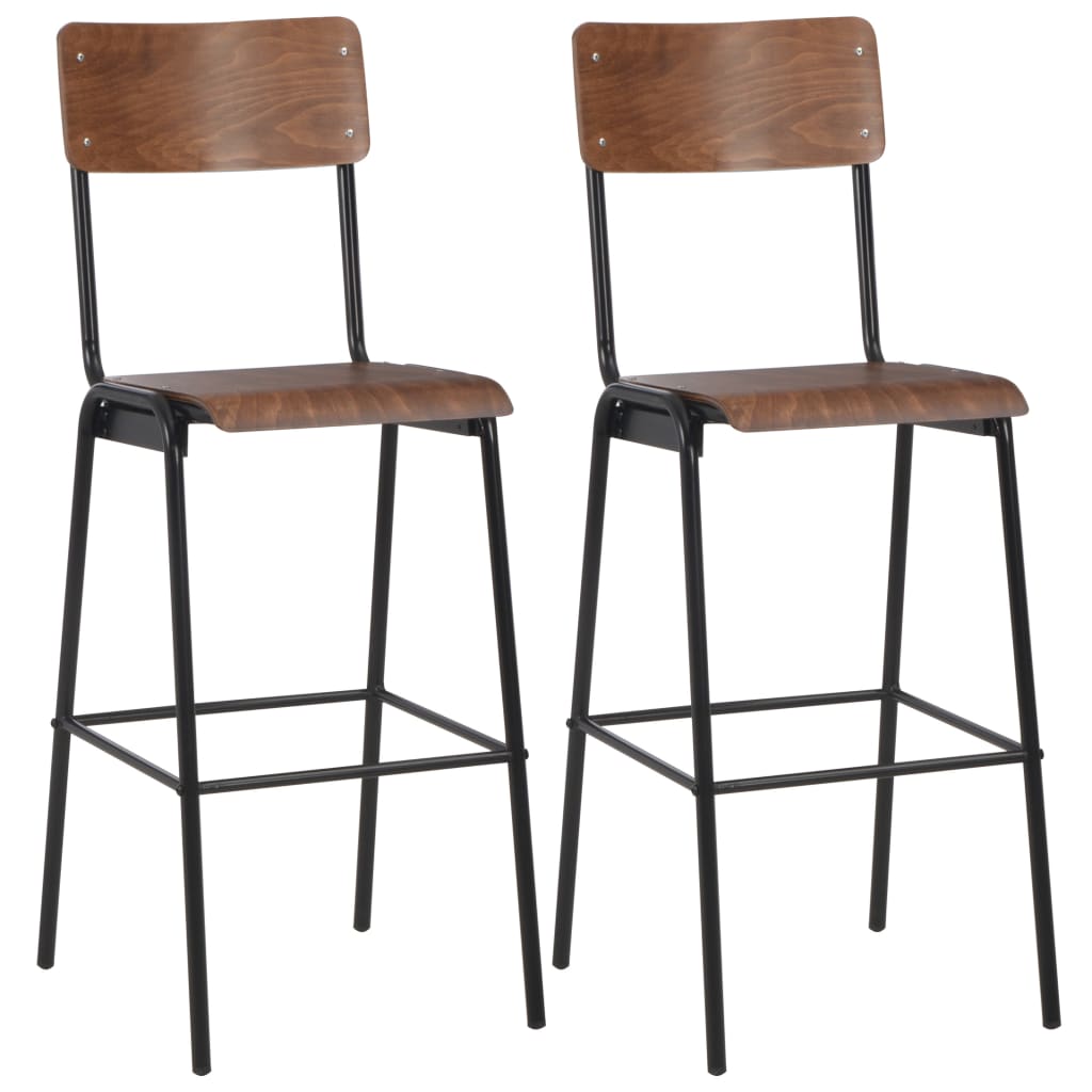Set mobilier de bar, 3 piese, maro și negru, oțel GartenMobel Dekor