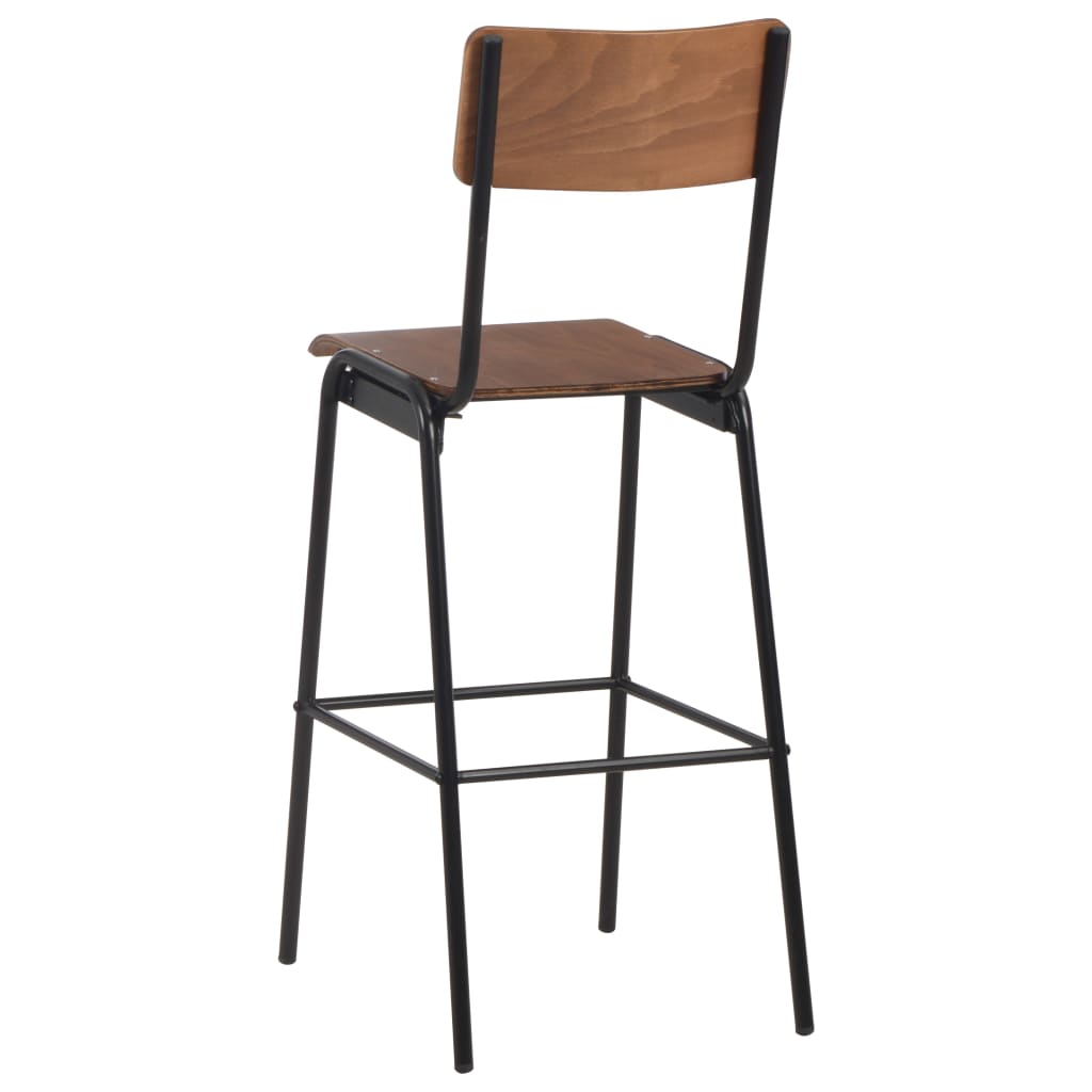 Set mobilier de bar, 3 piese, maro și negru, oțel GartenMobel Dekor