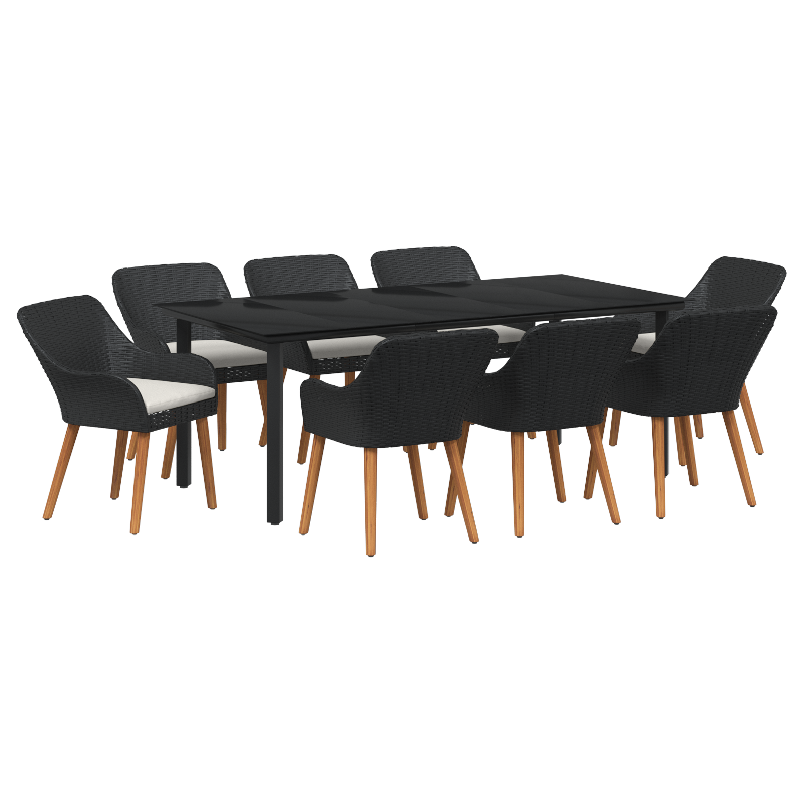 Set Dining Grădină 9 Piese, Ratan Polimer Negru GartenMobel Dekor