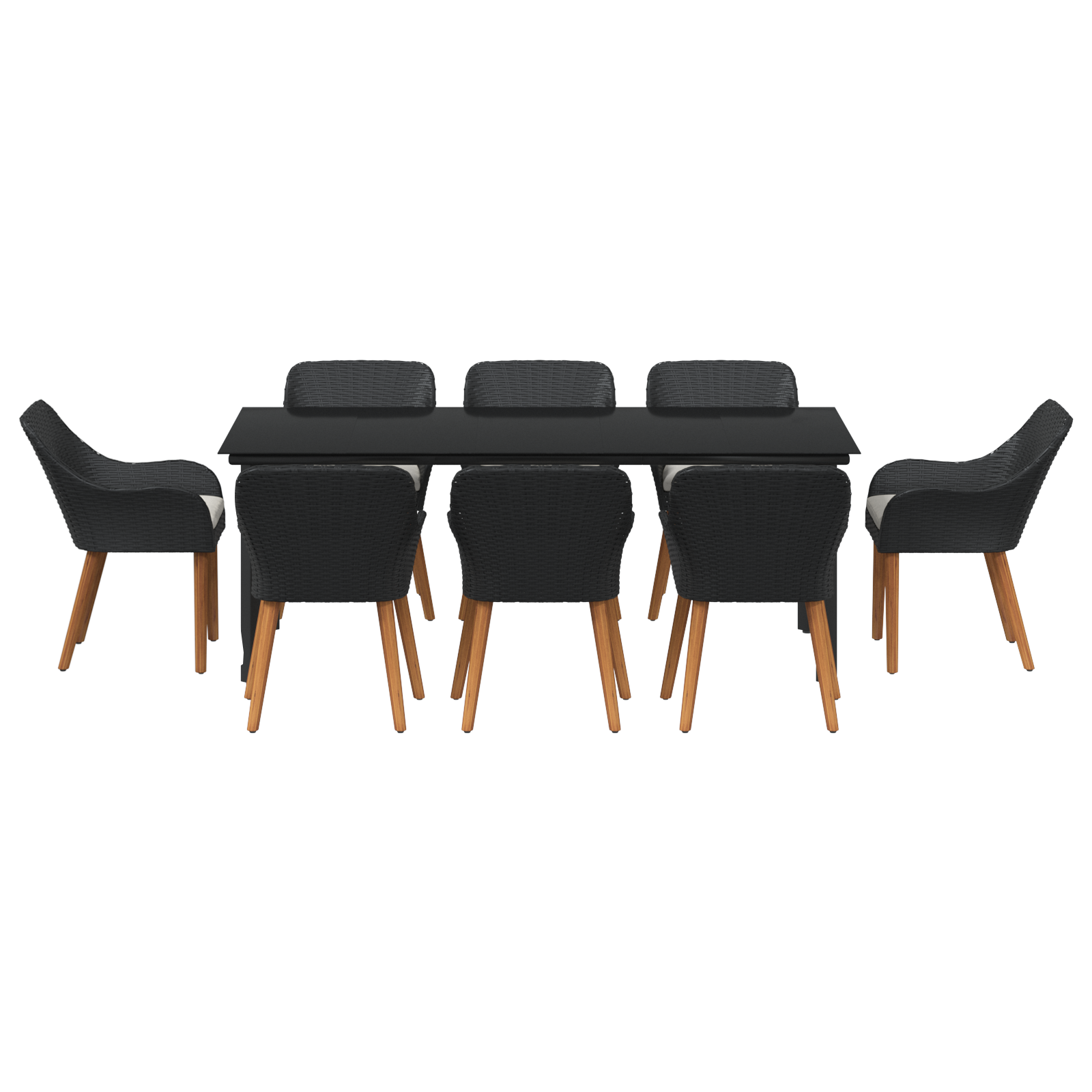 Set Dining Grădină 9 Piese, Ratan Polimer Negru GartenMobel Dekor