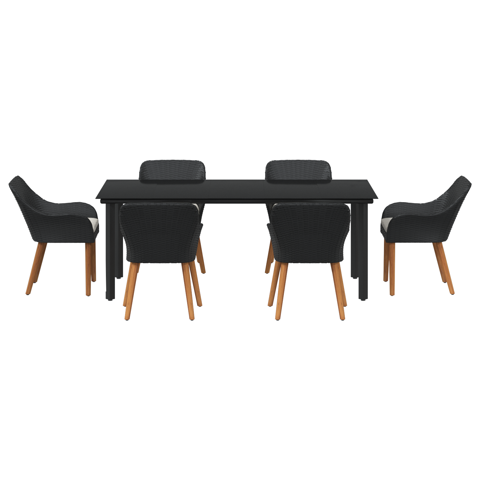 Set de dining pentru grădină de 7 piese Negru Poly Rattan GartenMobel Dekor