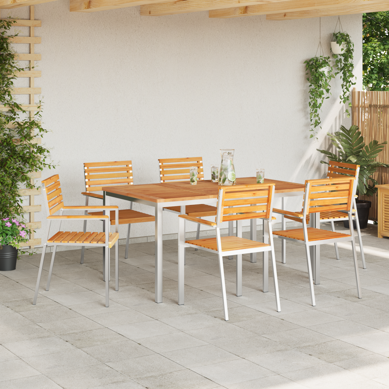 Set de mese pentru grădină 7 piese din lemn masiv de tec GartenMobel Dekor