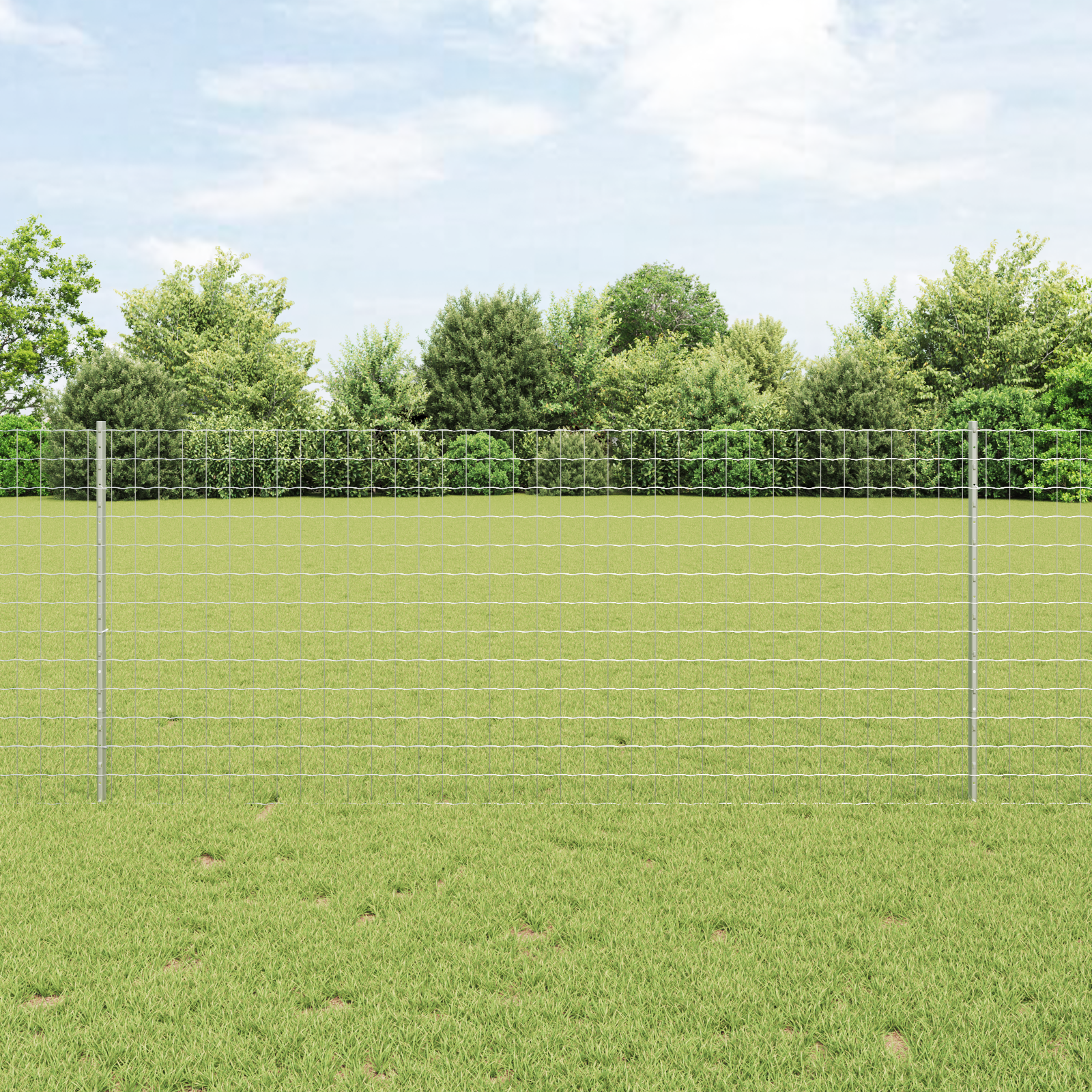 Euro Fence cu 22 U Stâlpi Argintii 1x25 m Oțel GartenMobel Dekor
