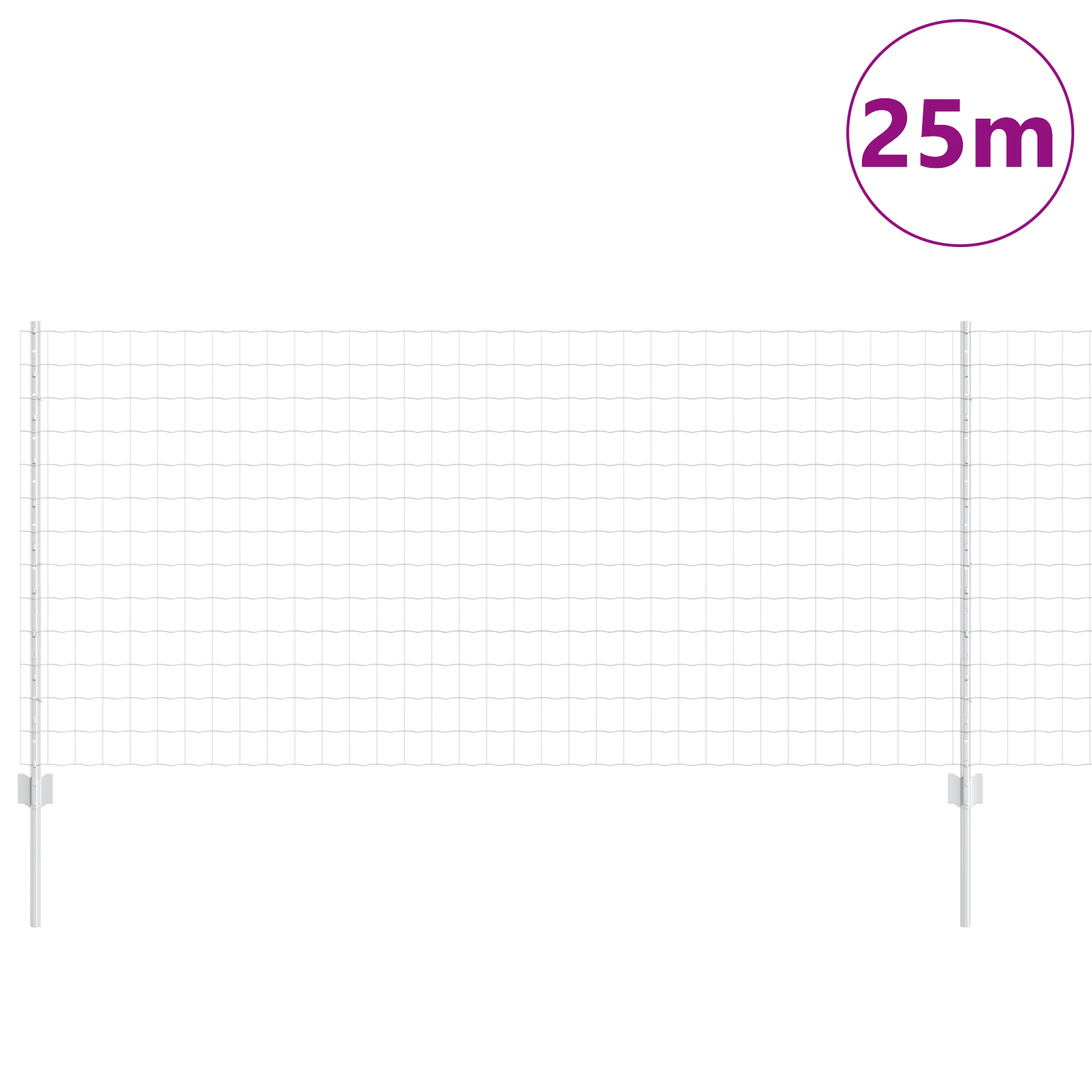 Euro Fence cu 22 U Stâlpi Argintii 1x25 m Oțel GartenMobel Dekor