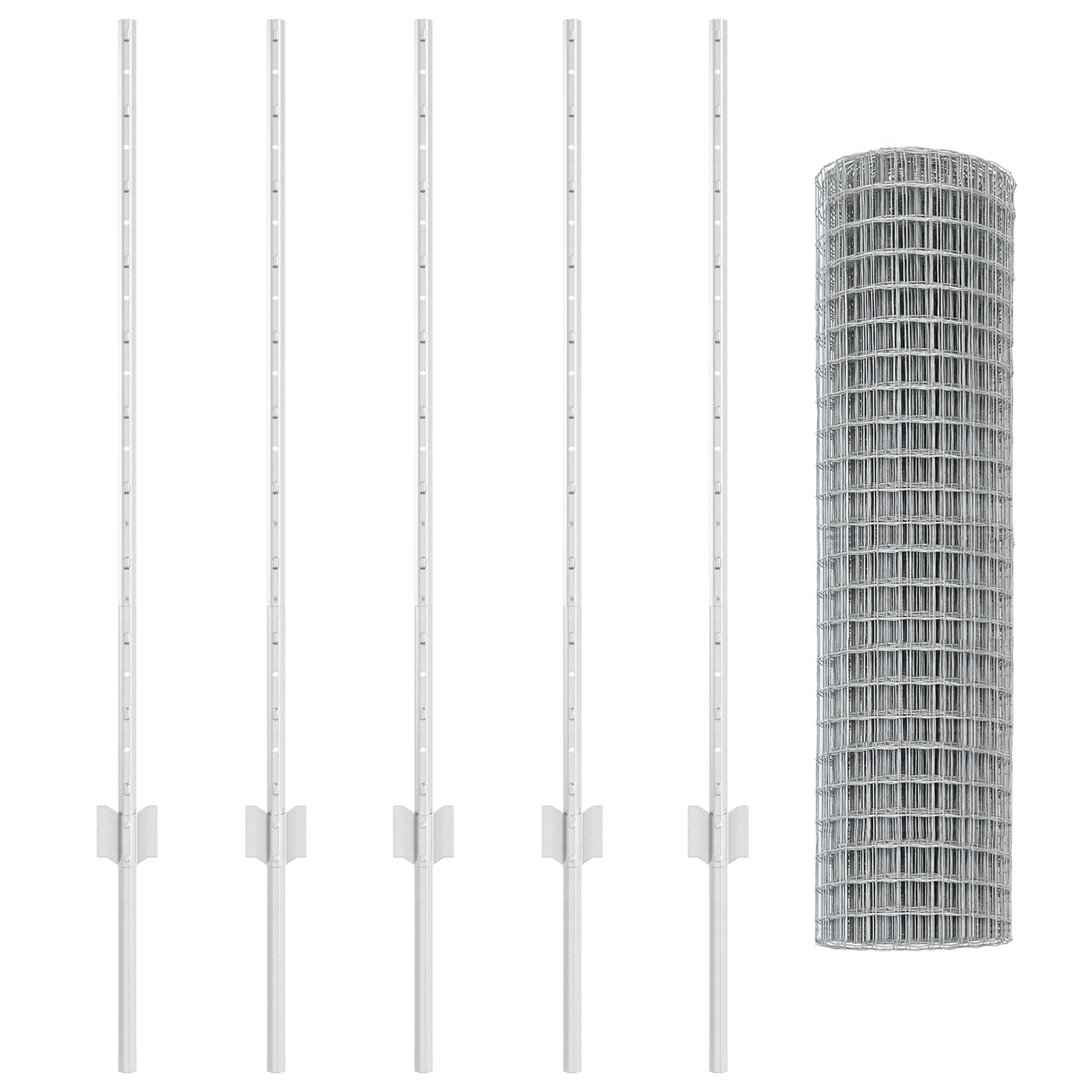 Gard Euro cu 10 Posturi U Argintie 1x10 m Oțel GartenMobel Dekor