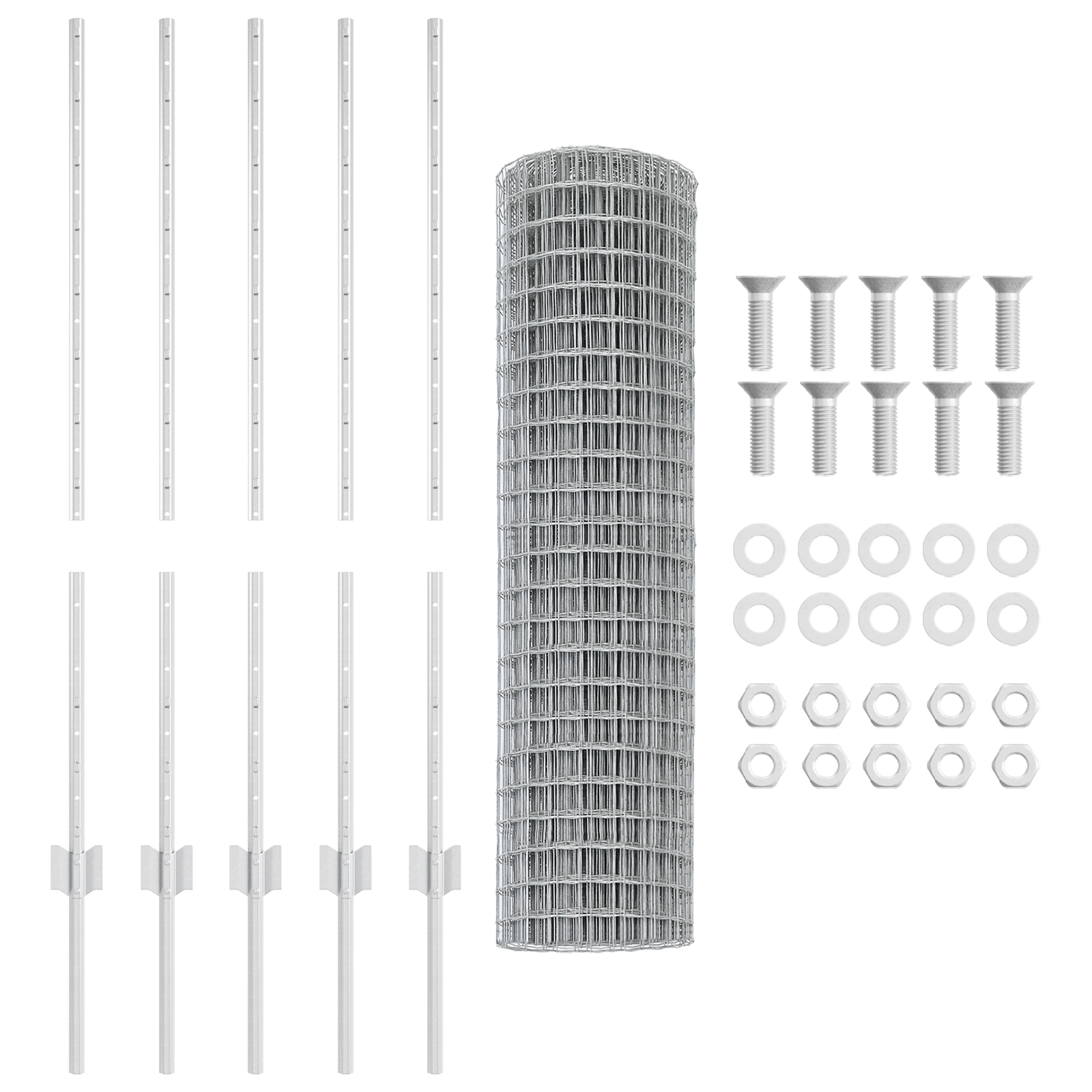Gard Euro cu 10 Posturi U Argintie 1x10 m Oțel GartenMobel Dekor
