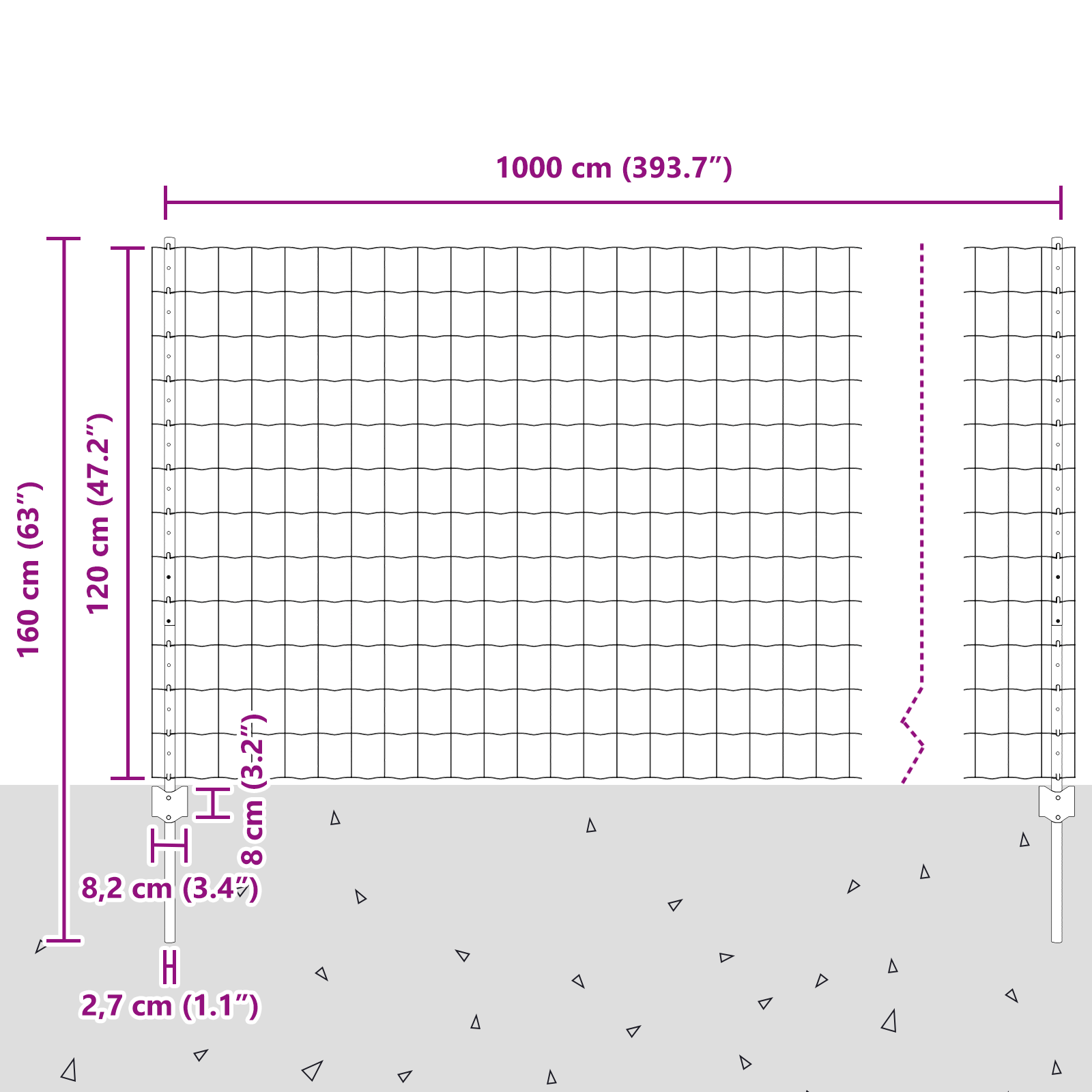 Gard Euro cu 10 Stâlpi Argintii 1,2x10 m Oțel GartenMobel Dekor