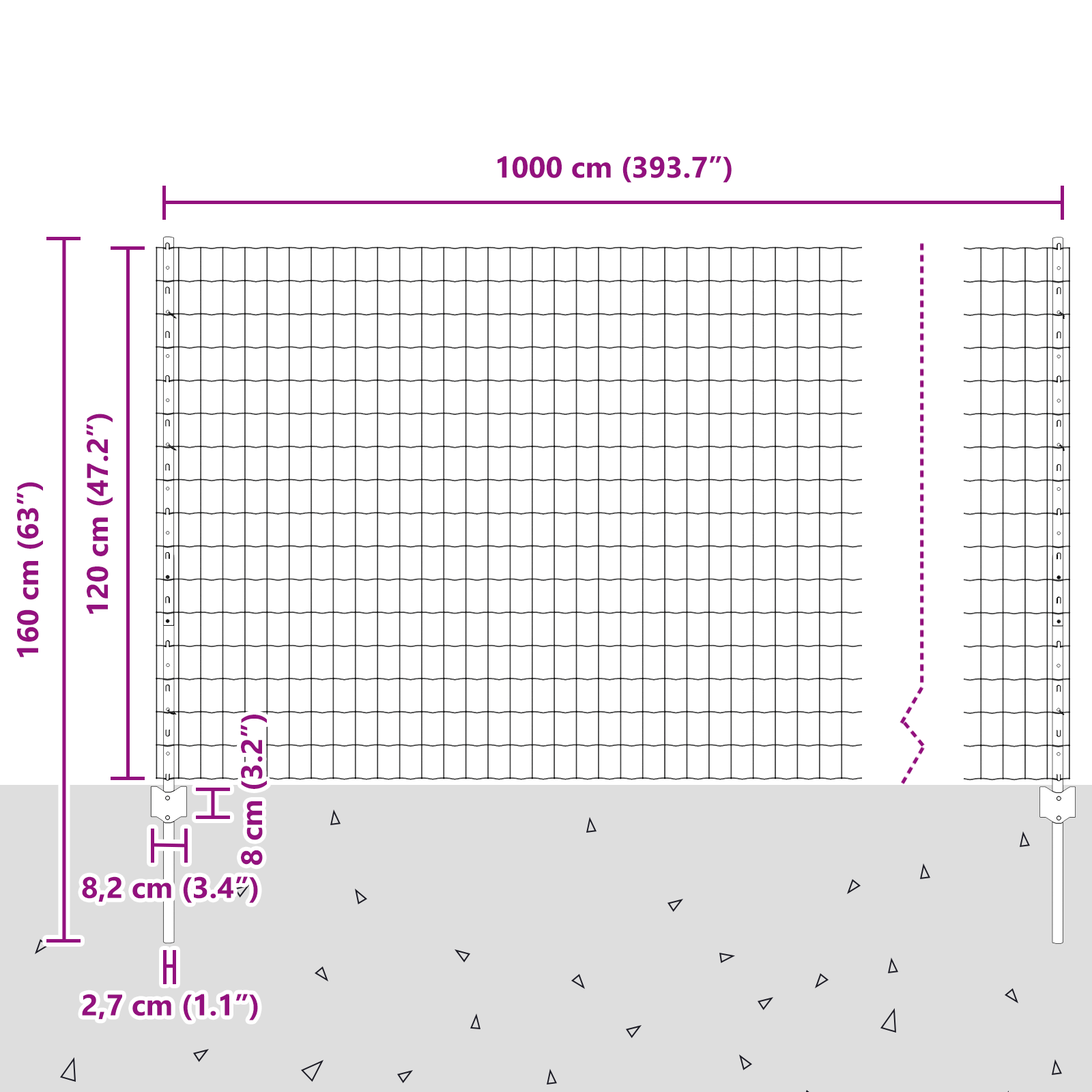 Gard Euro cu 10 Stâlpi Argintii 1,2x10 m Oțel GartenMobel Dekor