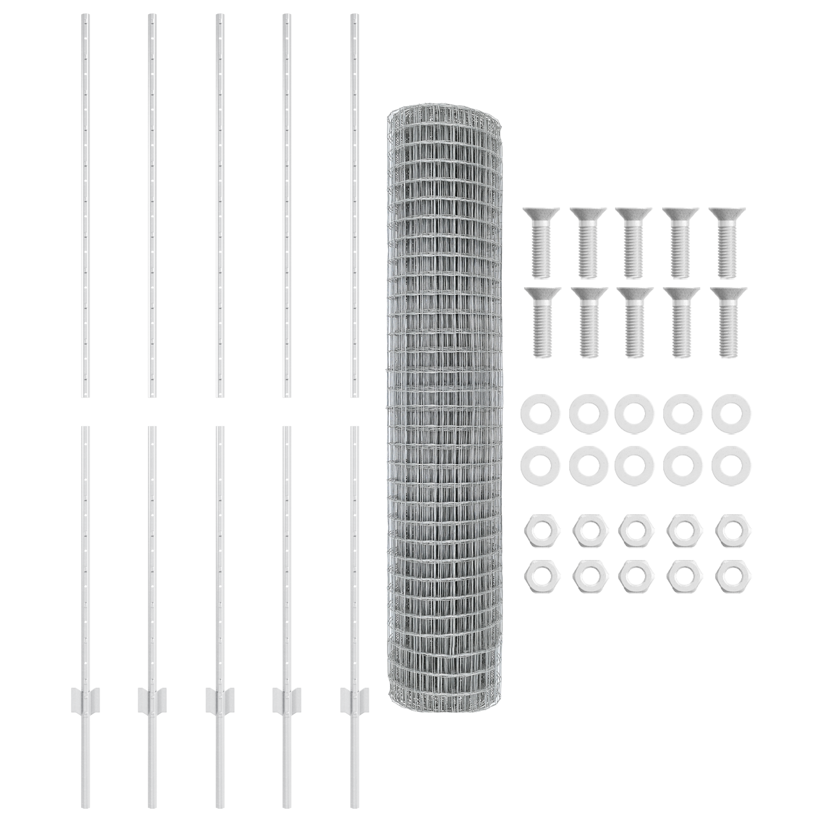 Gard Euro cu 10 Stâlpi Argintii 1,6x10 m Oțel GartenMobel Dekor