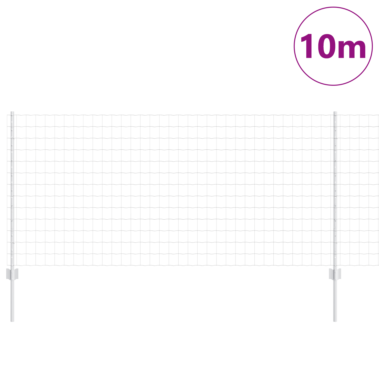 Gard Euro cu 10 Stâlpi Argintii 1x10 m Oțel GartenMobel Dekor