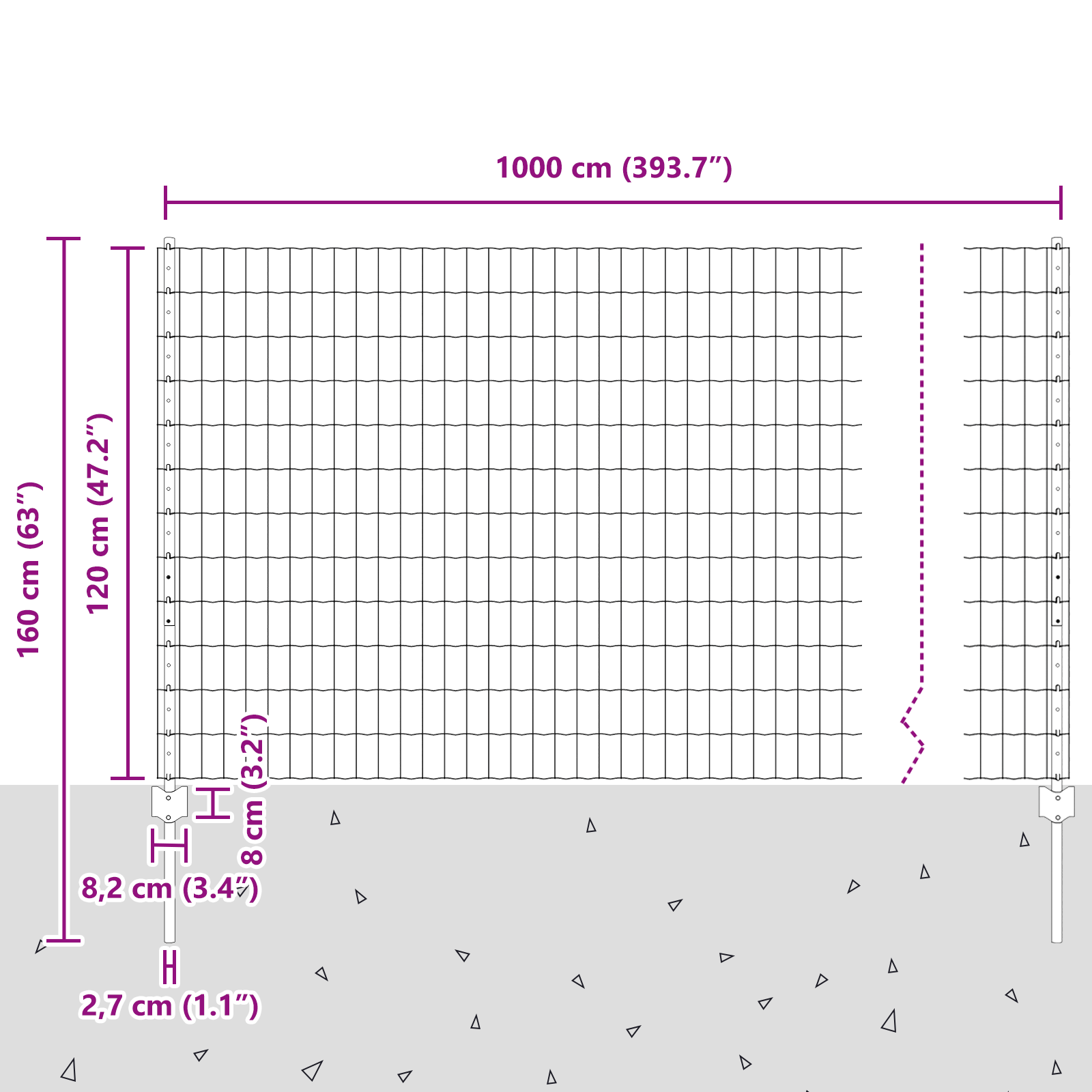 Gard Euro cu 10 Stâlpi Argintiu 1,2x10 m Oțel GartenMobel Dekor