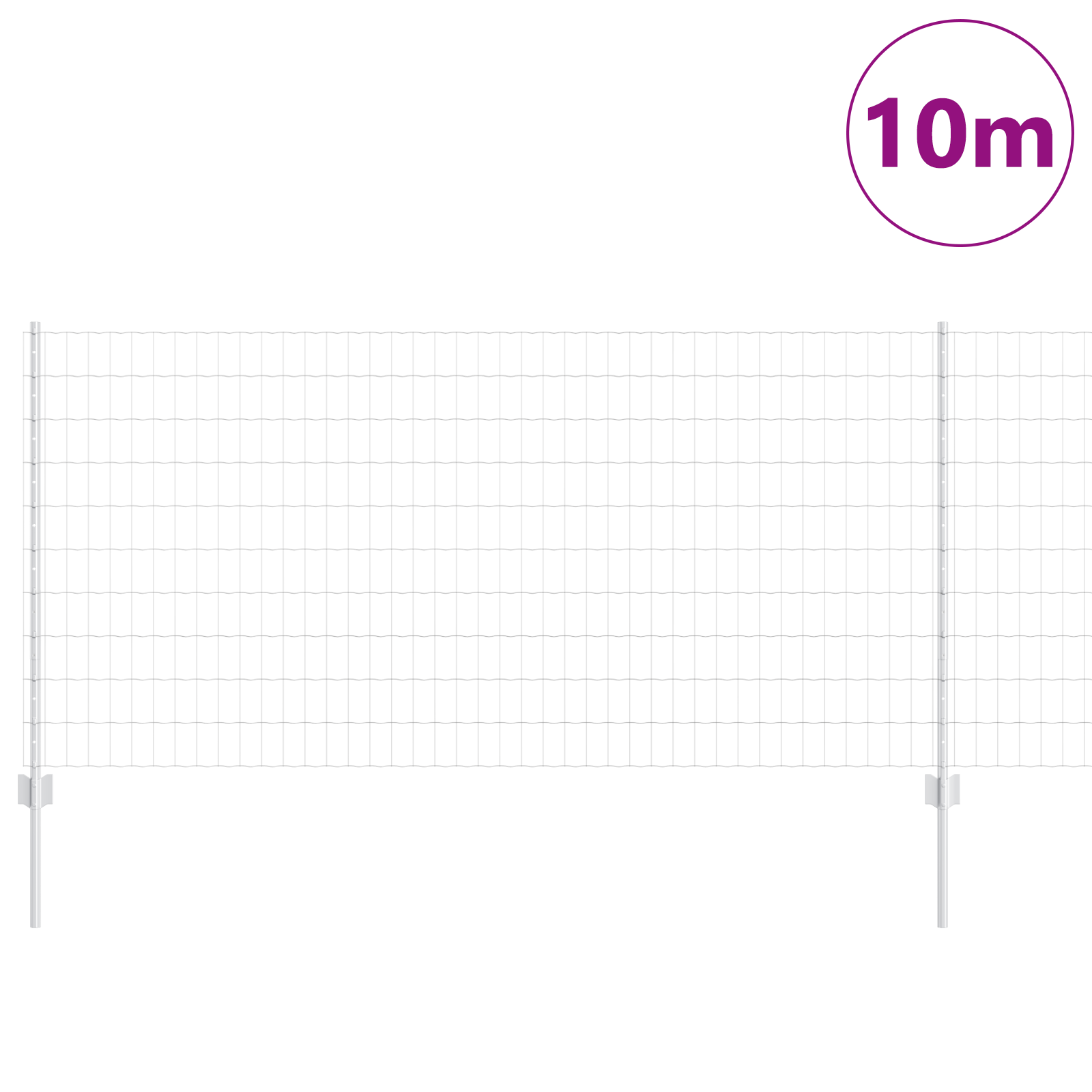 Gard Euro cu 10 Stâlpi Argintiu 1x10 m Oțel GartenMobel Dekor