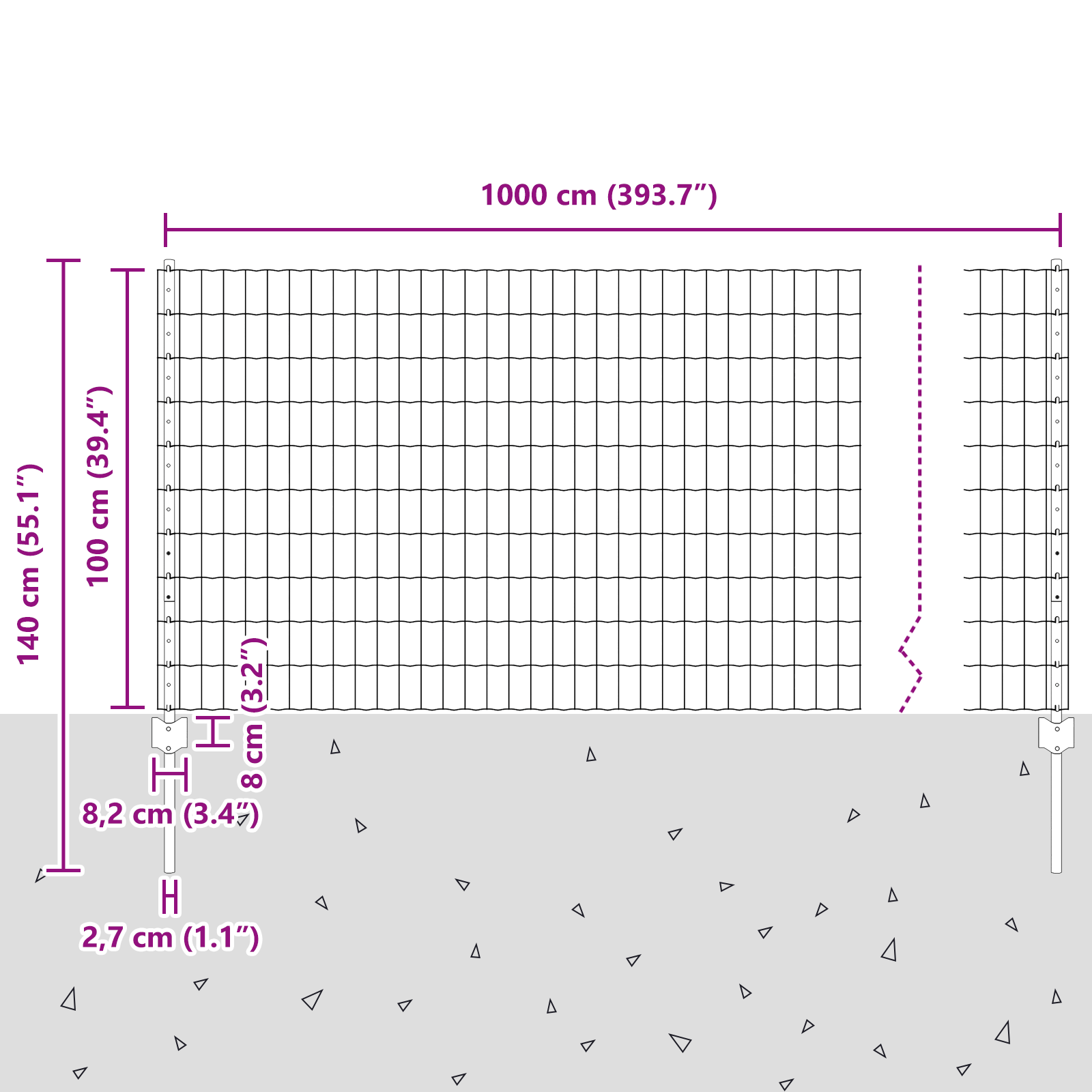 Gard Euro cu 10 Stâlpi Argintiu 1x10 m Oțel GartenMobel Dekor