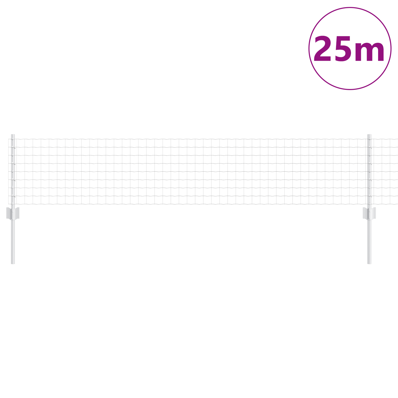 Gard Euro cu 11 Stâlpi Argintii 0,4x25 m Oțel GartenMobel Dekor