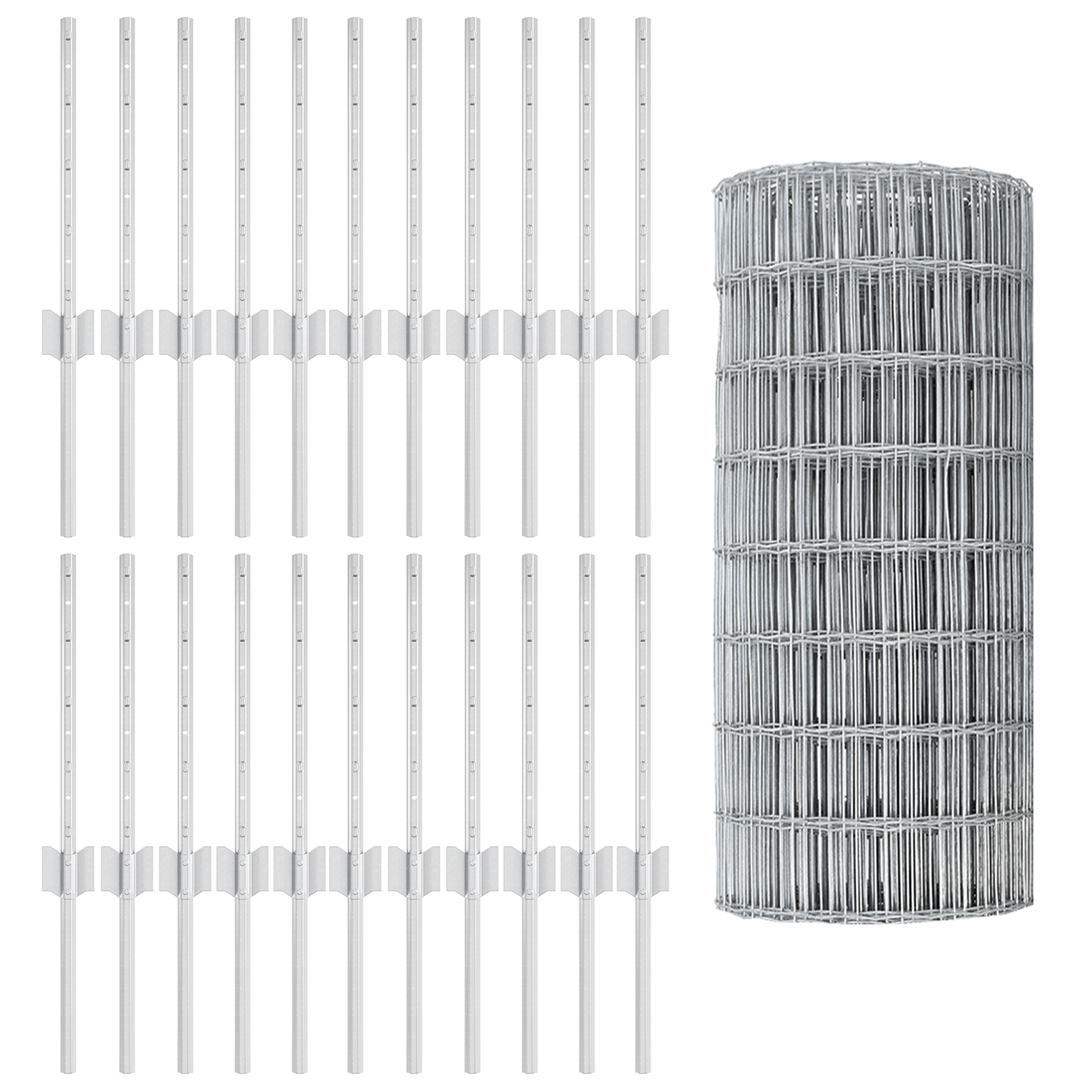 Gard Euro cu 11 Stâlpi Argintii 0,4x50 m Oțel GartenMobel Dekor