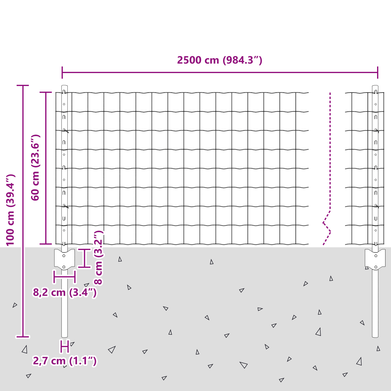 Gard Euro cu 11 Stâlpi Argintii 0,6x25 m Oțel GartenMobel Dekor