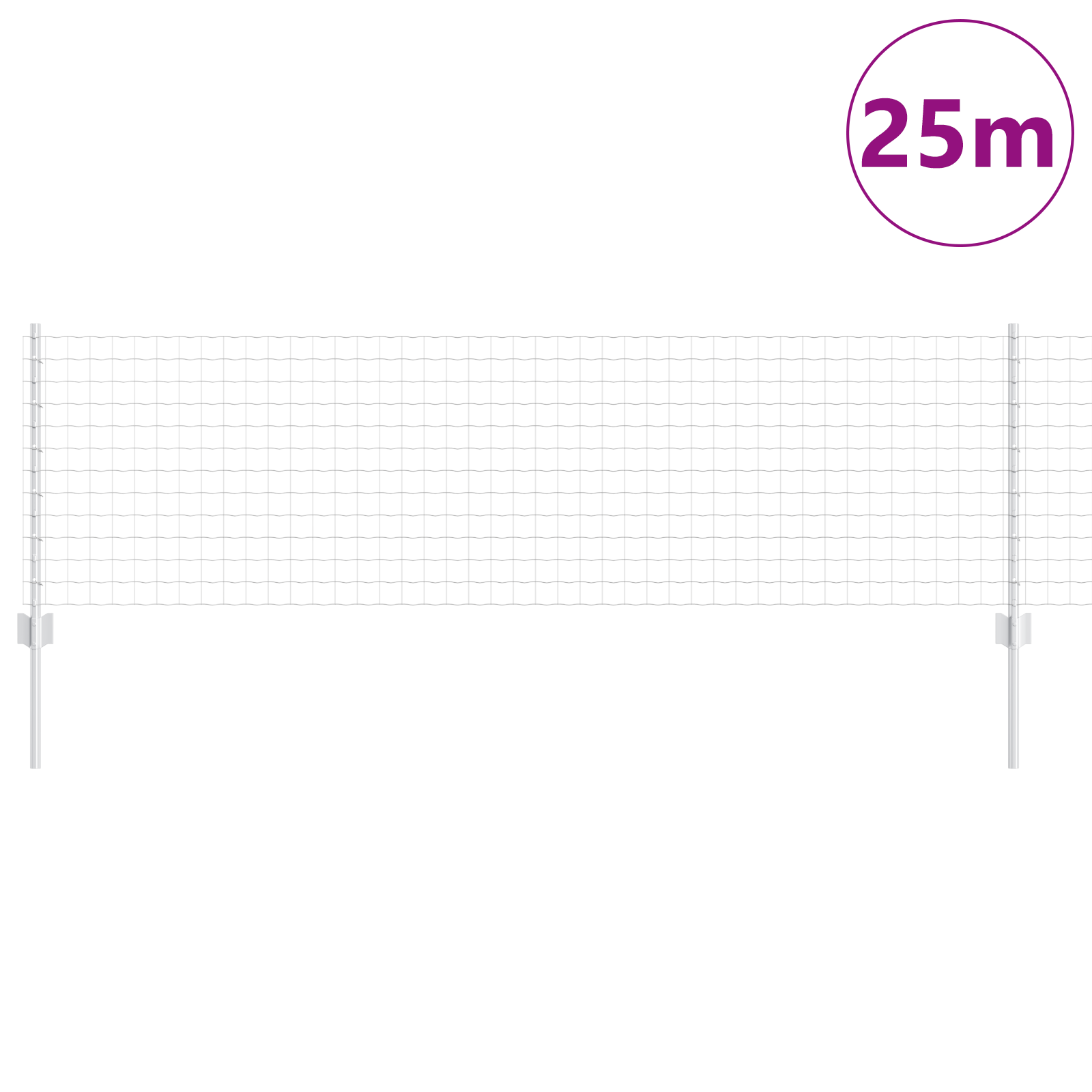 Gard Euro cu 11 Stâlpi Argintii 0,6x25 m Oțel GartenMobel Dekor