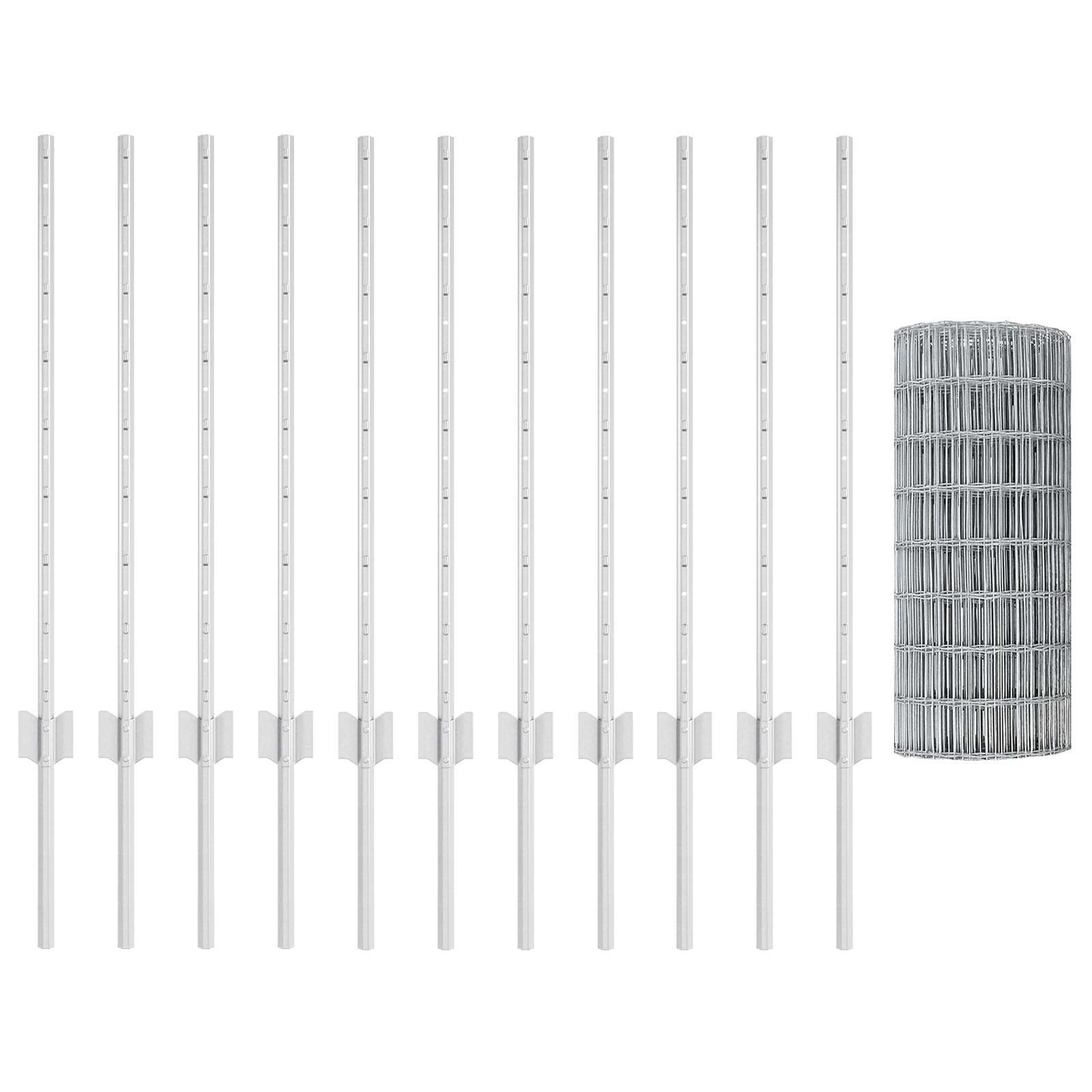Gard Euro cu 11 Stâlpi Argintii 0,8x25 m Oțel GartenMobel Dekor